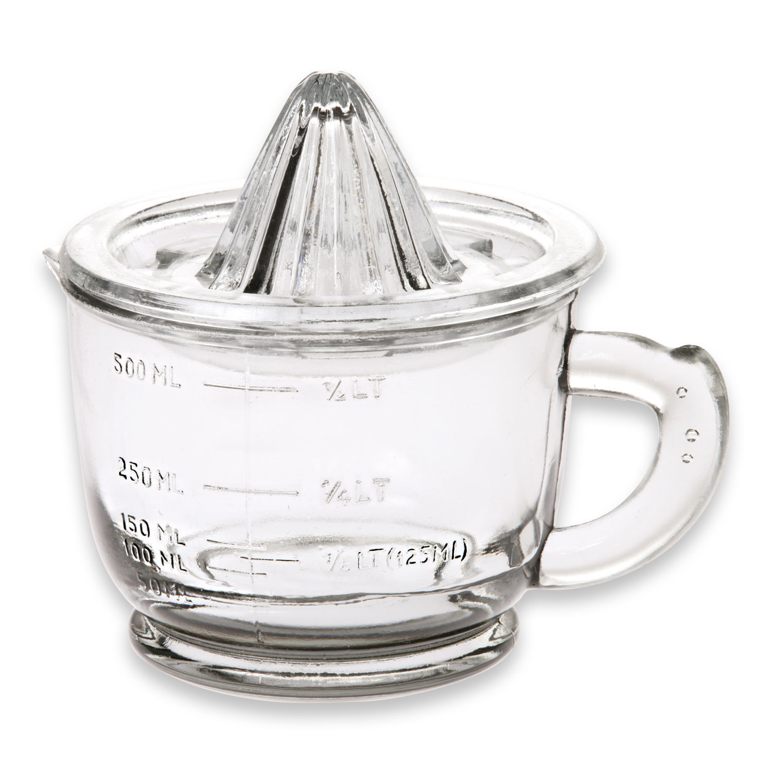 Presse-citron Cindy Presse-agrumes en verre transparent avec mesure jusqu'à 500 ml, accessoire de cuisine pratique