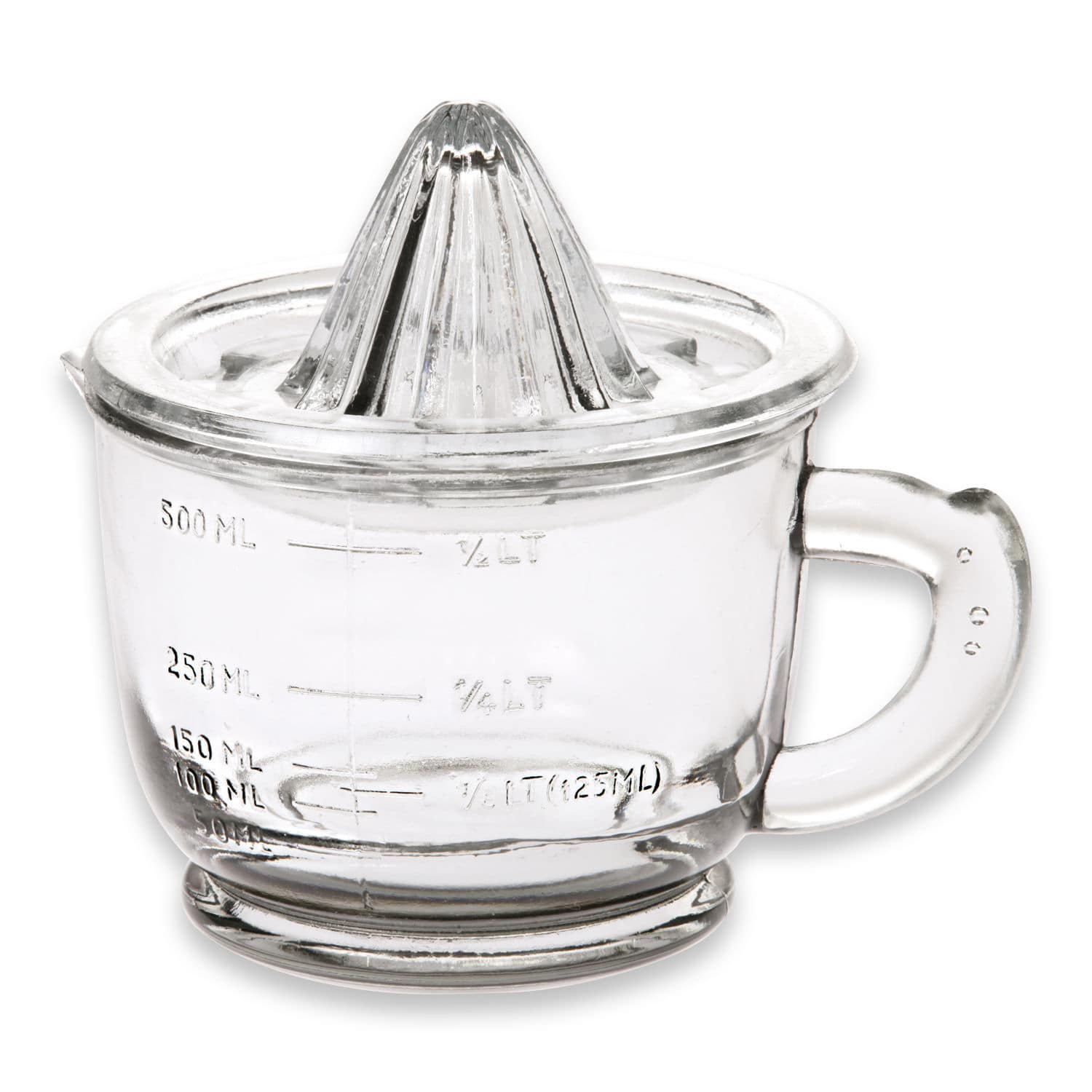 Presse-citron Cindy Presse-agrumes en verre transparent avec mesure jusqu'à 500 ml, accessoire de cuisine pratique