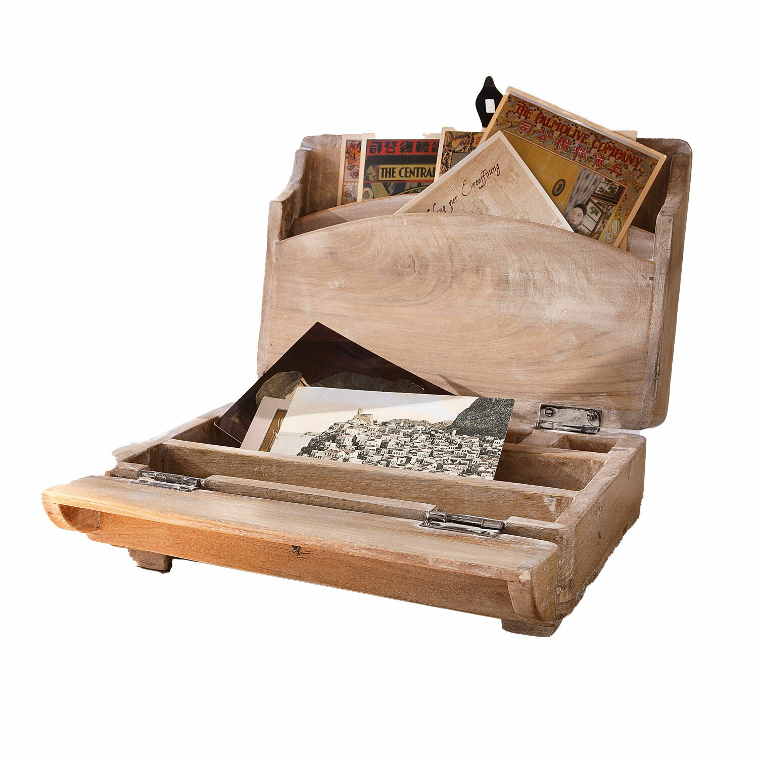 marron Secrétaire en bois brun Didier avec compartiments pour documents et photos pour bureau ou maison