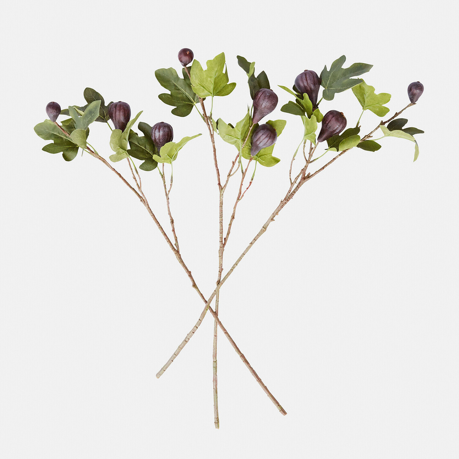 Lot de 3 tiges décoratives Alverino Branches artificielles avec fruits violets et feuilles vertes pour décoration intérieure
