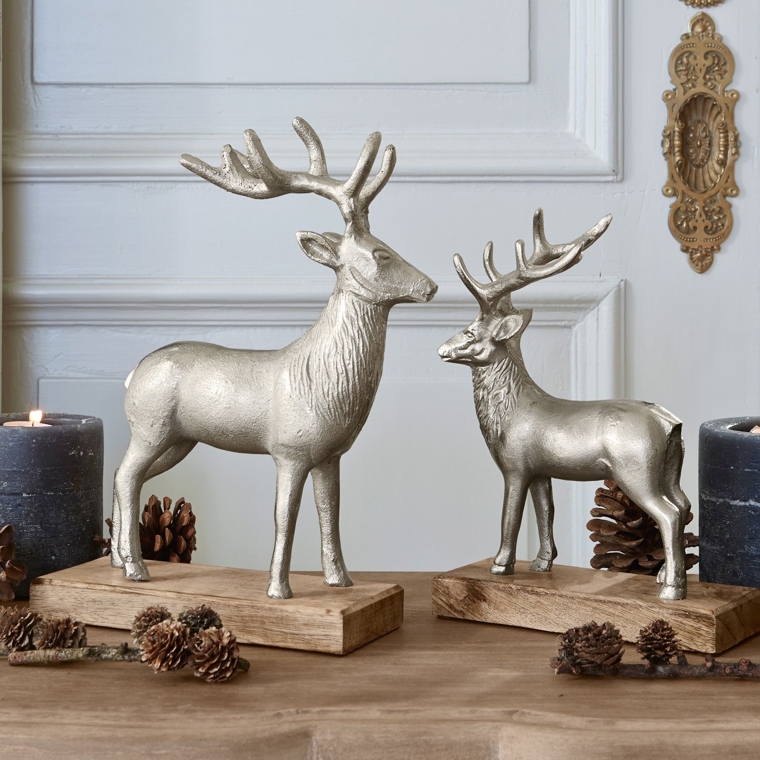 Lot de 2 décorations cerfs Wally