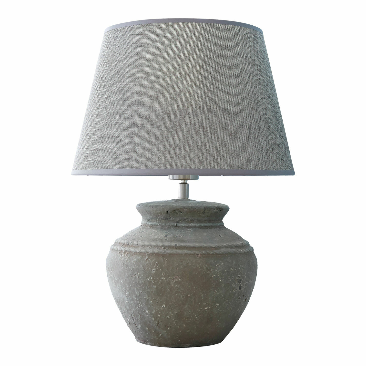 gris Lampe de table Cleveland grise avec base en céramique et abat-jour en tissu pour salon