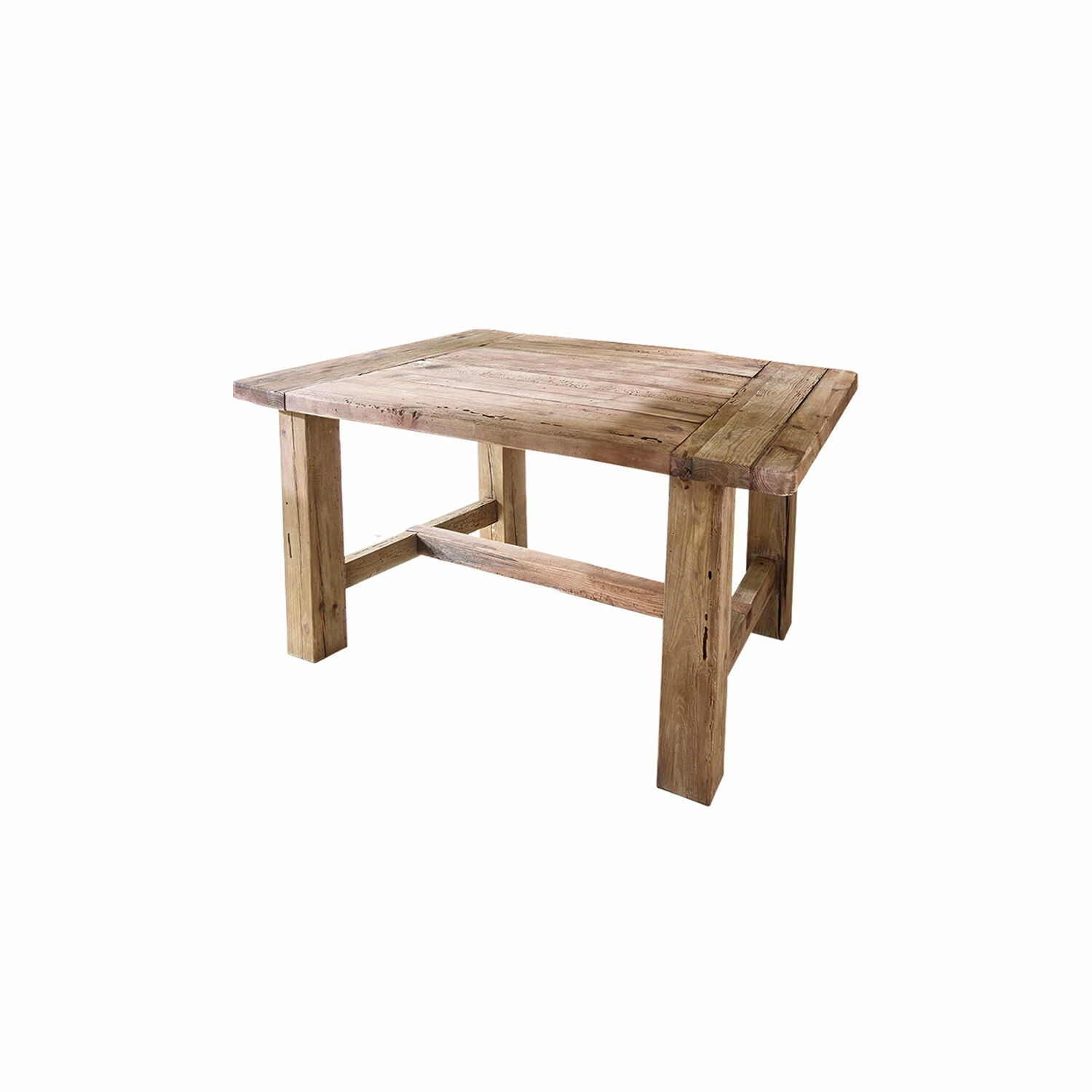 Table Oteley en bois couleur brun antique, meuble rustique pour salle à manger