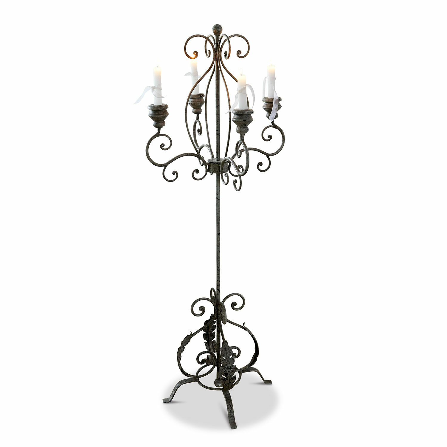 Chandelier Mandaue Chandelier sur pied en fer forgé gris avec cinq bougies, élément décoratif élégant pour la maison