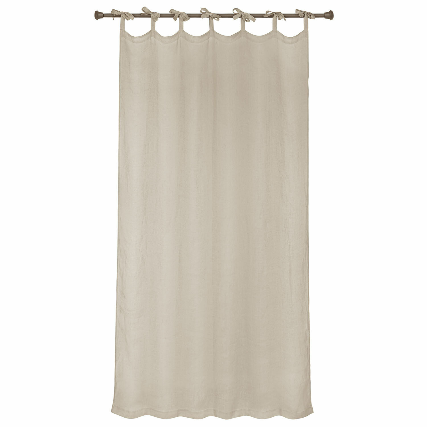 Rideau Velloran Rideau beige en lin avec boucles nouées pour suspension, tissu naturel et décoratif