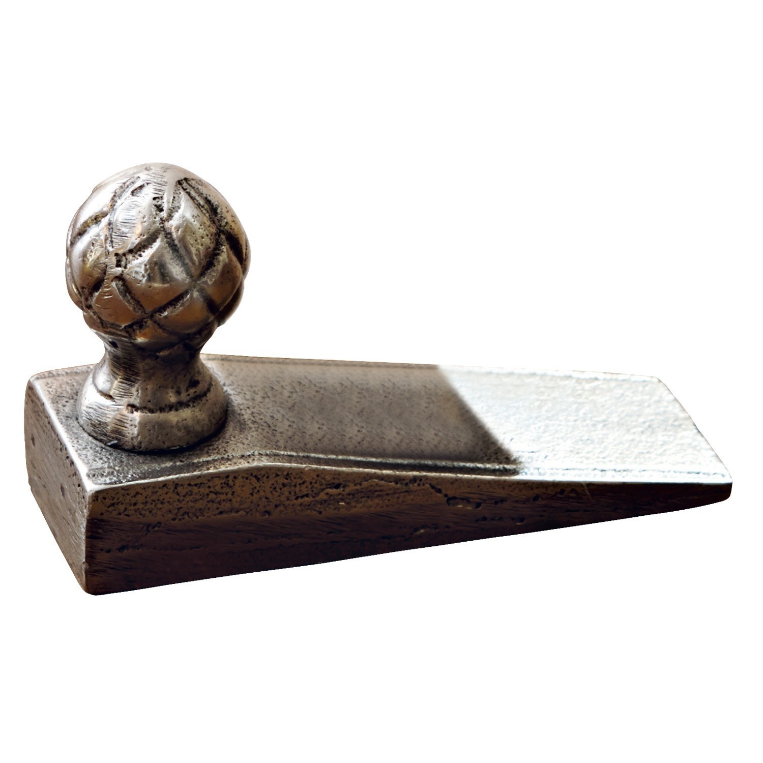Arrêt de porte Broche Cale-porte en métal couleur argent vieilli avec poignée décorative, accessoire pratique pour la maison