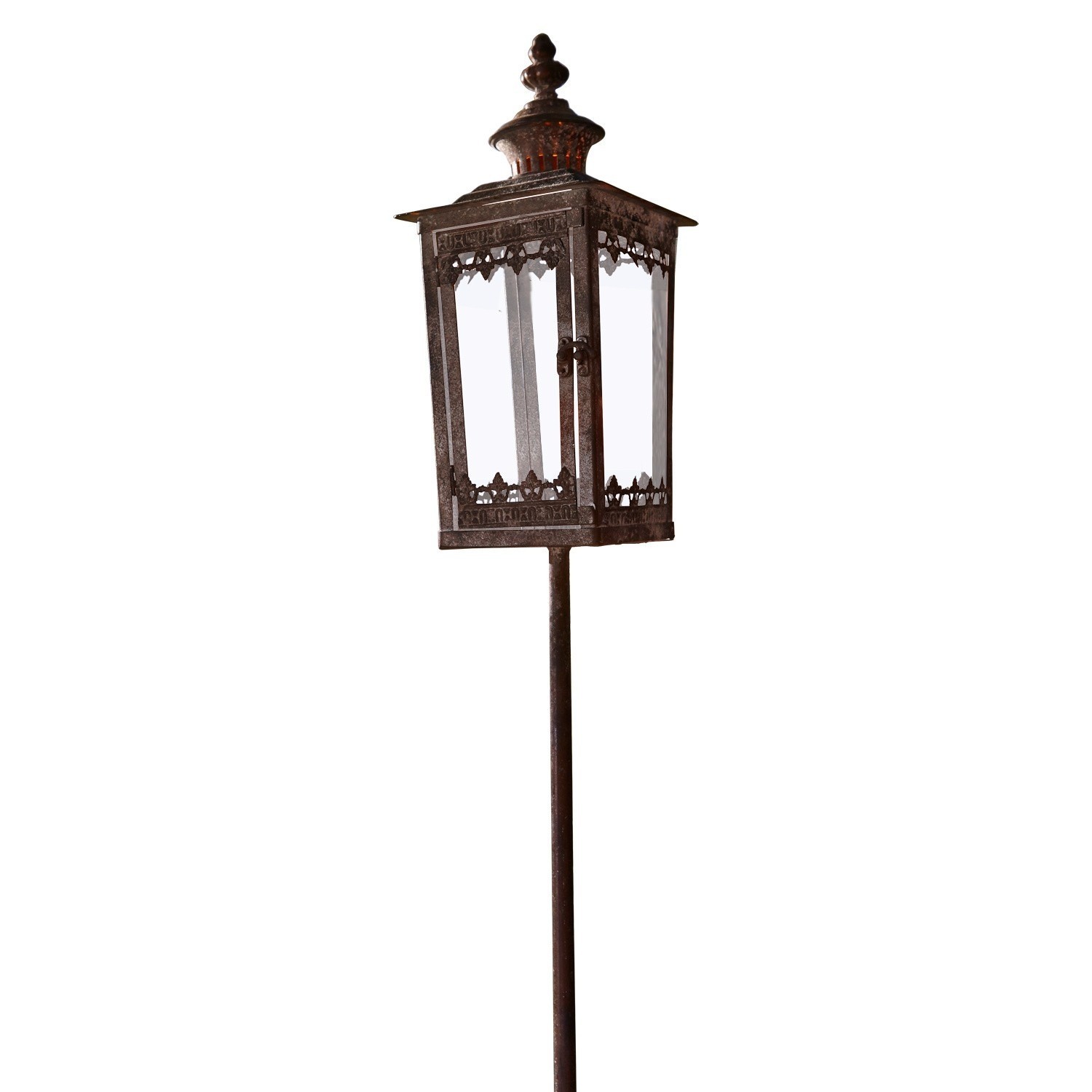 Lanterne Nielas Lanterne de jardin décorative en métal rouillé sur pied long pour décoration extérieure
