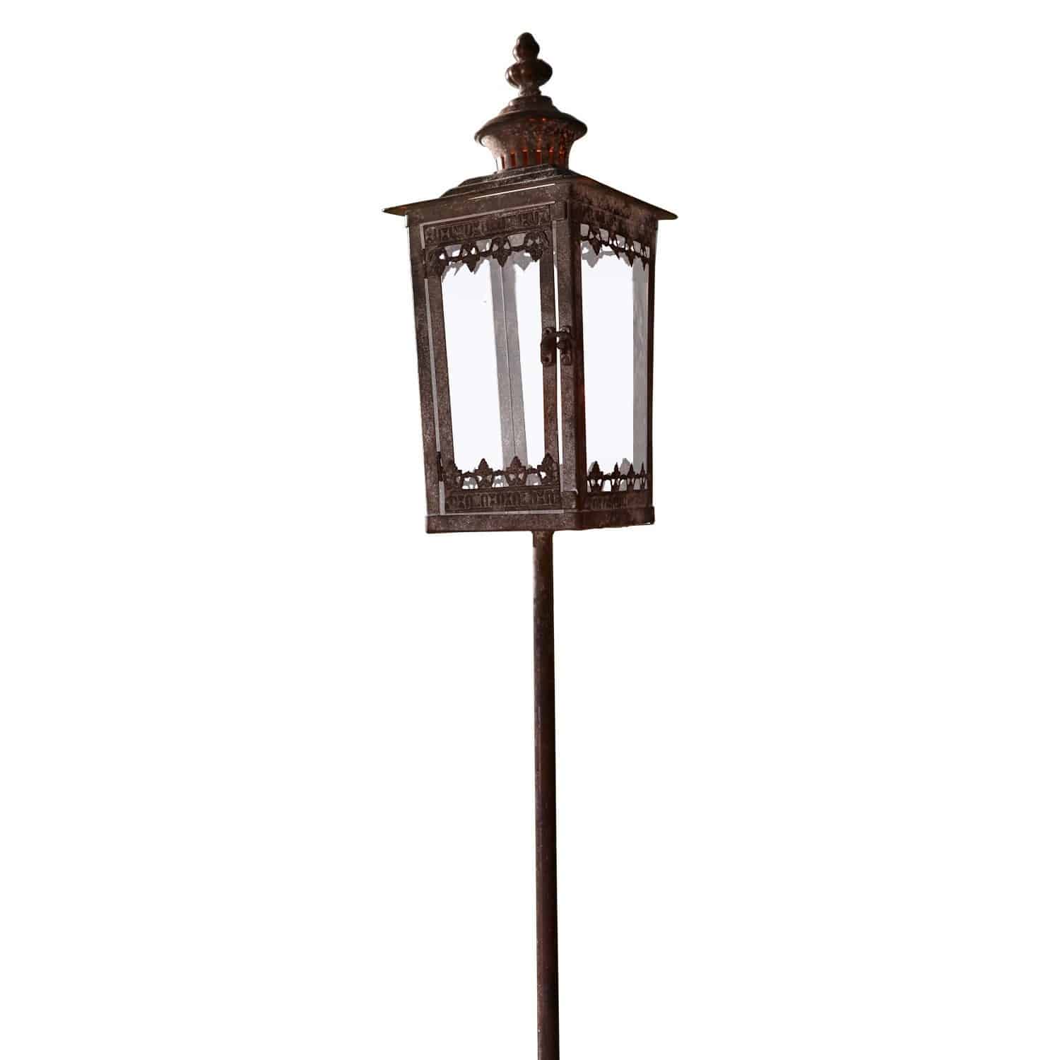 Lanterne Nielas Lanterne de jardin décorative en métal rouillé sur pied long pour décoration extérieure