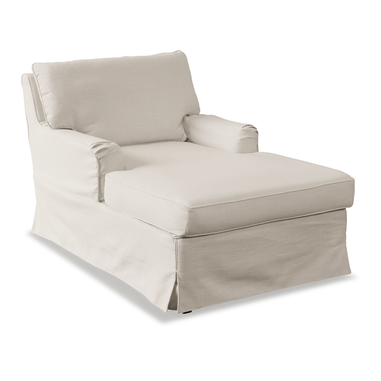 Chaise longue Myersville crème en tissu coton avec coussin moelleux pour un salon confortable