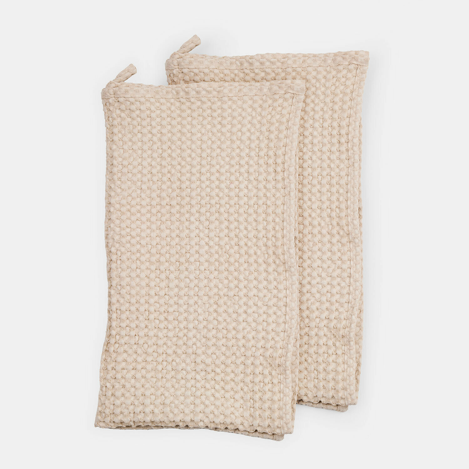 beige Lot de 2 serviettes Maralei beige en coton gaufré, serviettes douces et absorbantes pour la salle de bain