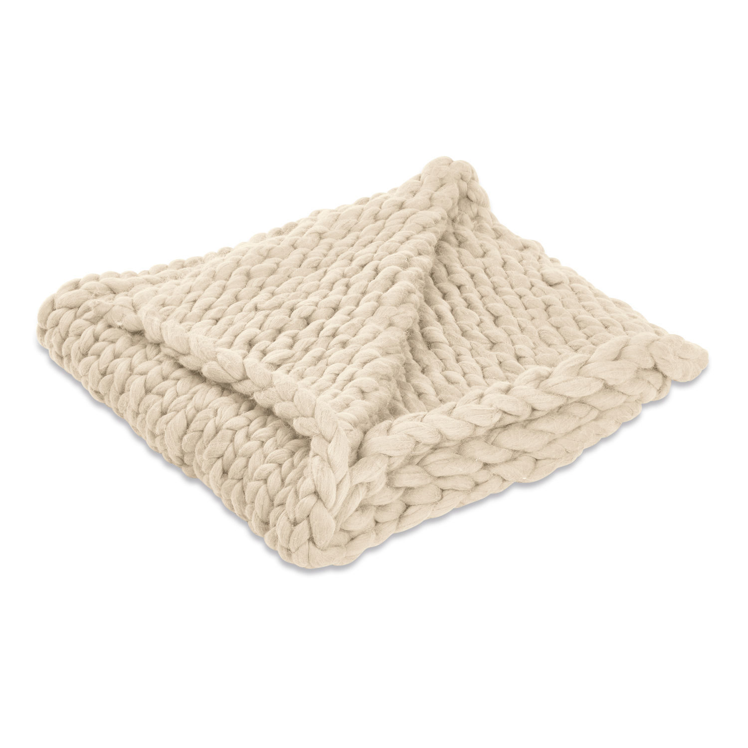 Plaid Reidous Plaid épais crème en grosse maille, doux et chaud, parfait pour salon et chambre