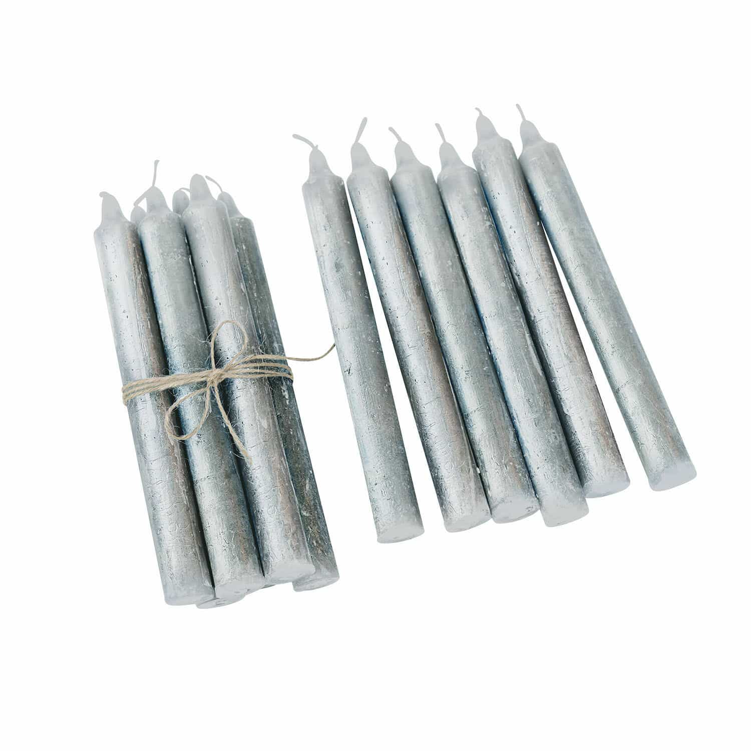 Lot de 12 bougies Bauceau Lot de bougies argentées en cire naturelle, décoration intérieure et éclairage élégant
