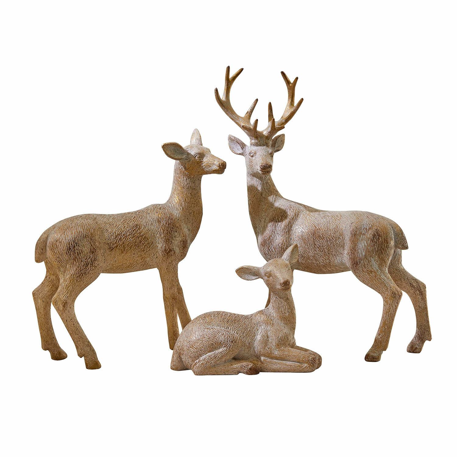 Lot de 3 figurines décoratives Yasirah Ensemble de trois figurines de cerfs décoratifs en plastique beige pour la maison