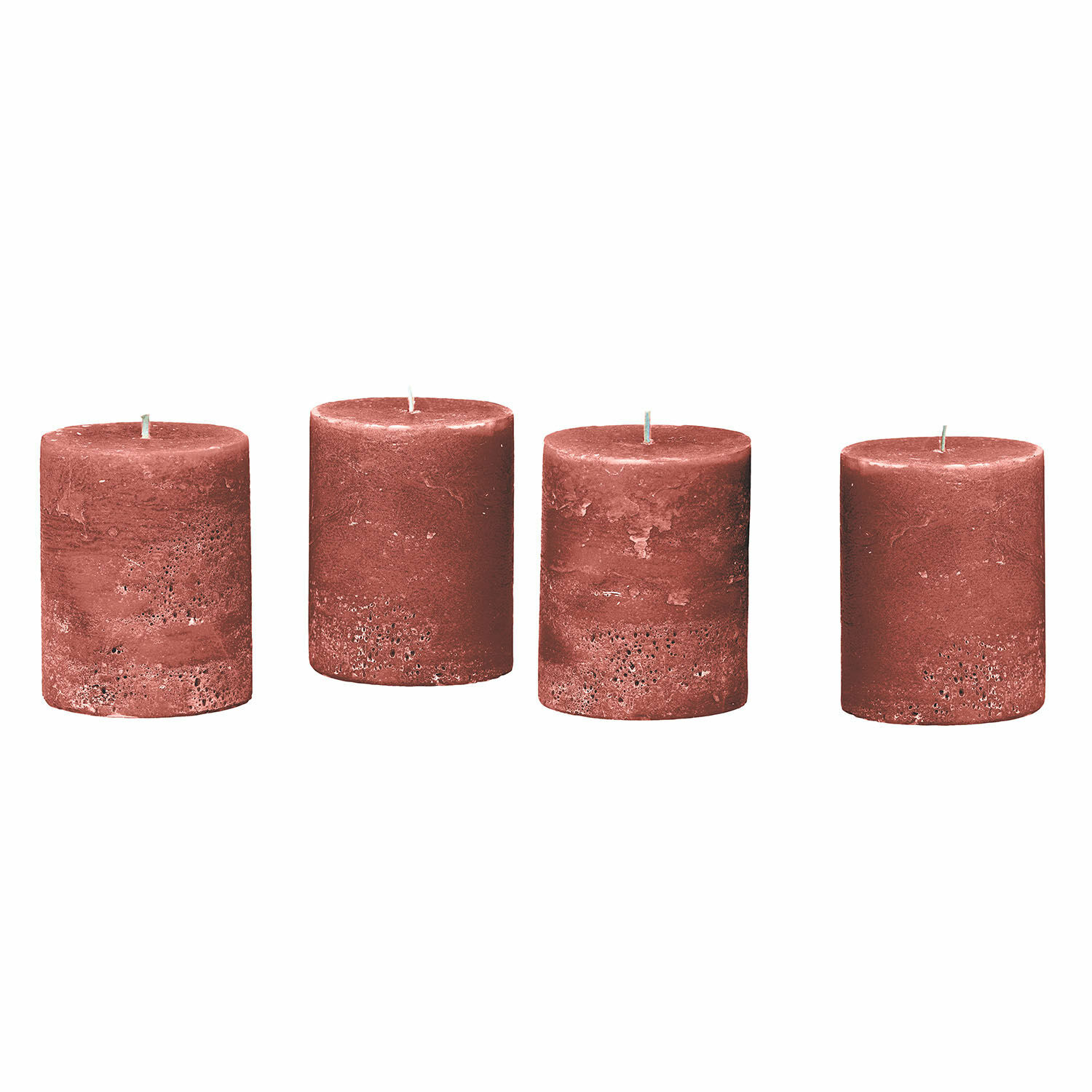 rouge rouille Lot de 4 bougies rouges en cire avec texture rustique, décoration intérieure et ambiance chaleureuse