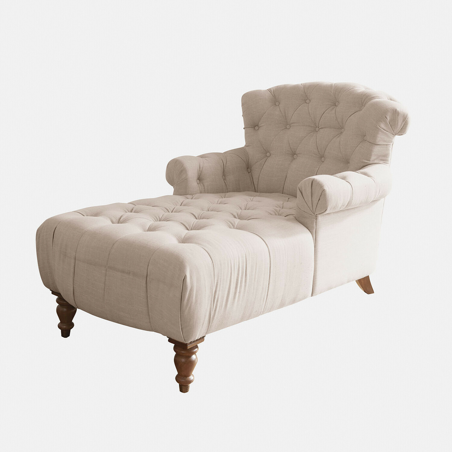 beige/marron Chaiselongue Springfield Village beige en tissu avec pieds en bois pour salon
