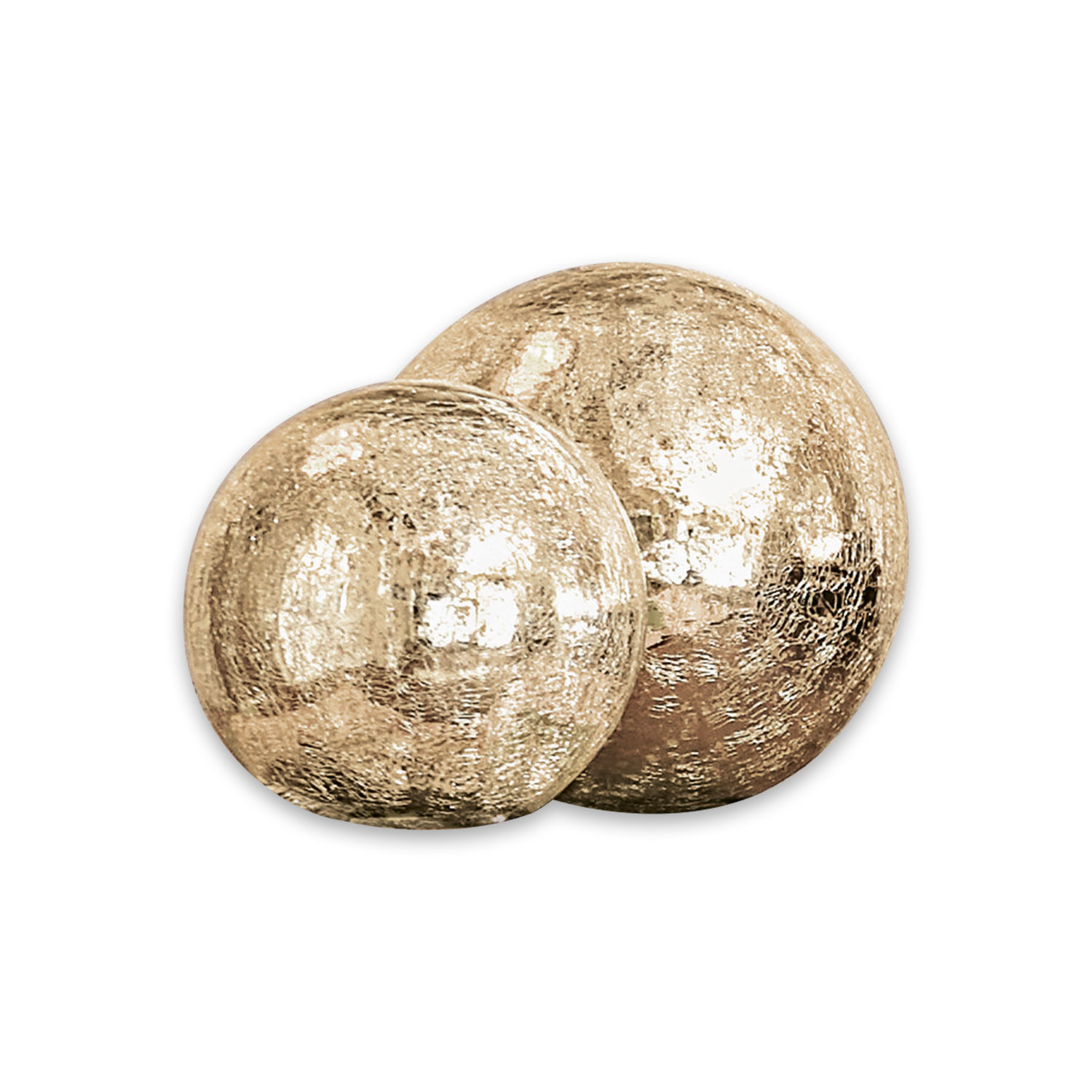 Lot de 2 boules lumineuses Lightballs Deux boules décoratives en verre doré avec texture craquelée, décoration intérieure élégante
