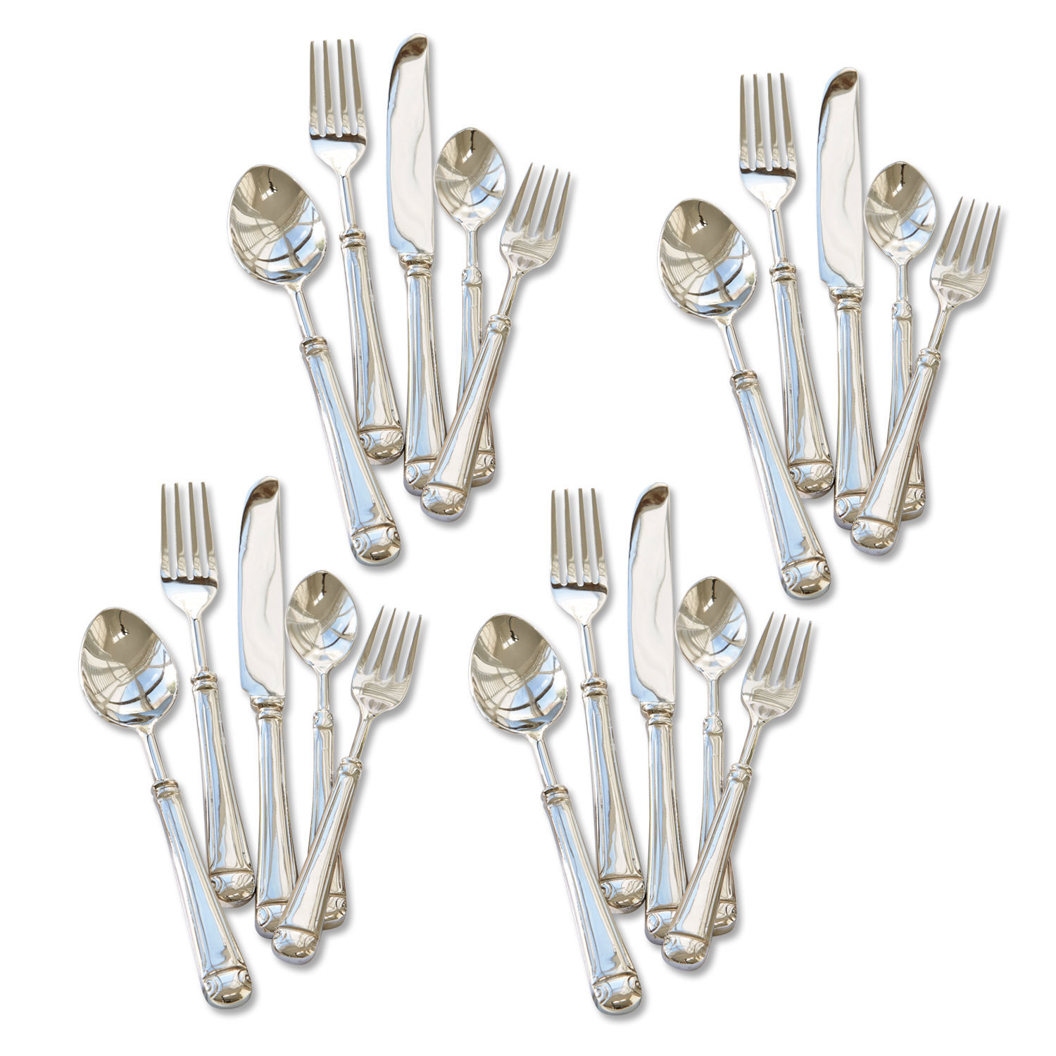Couverts Eriat Ensemble de couverts en acier inoxydable argenté, 4 ensembles de fourchettes, couteaux et cuillères