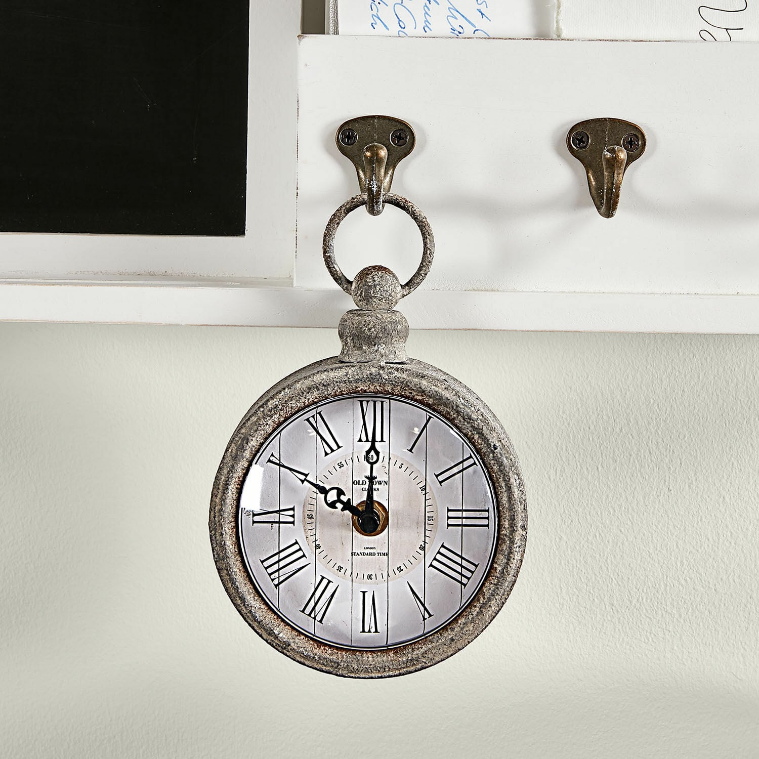 Horloge Vivacique Horloge murale vintage en métal gris avec chiffres romains, décoration murale élégante