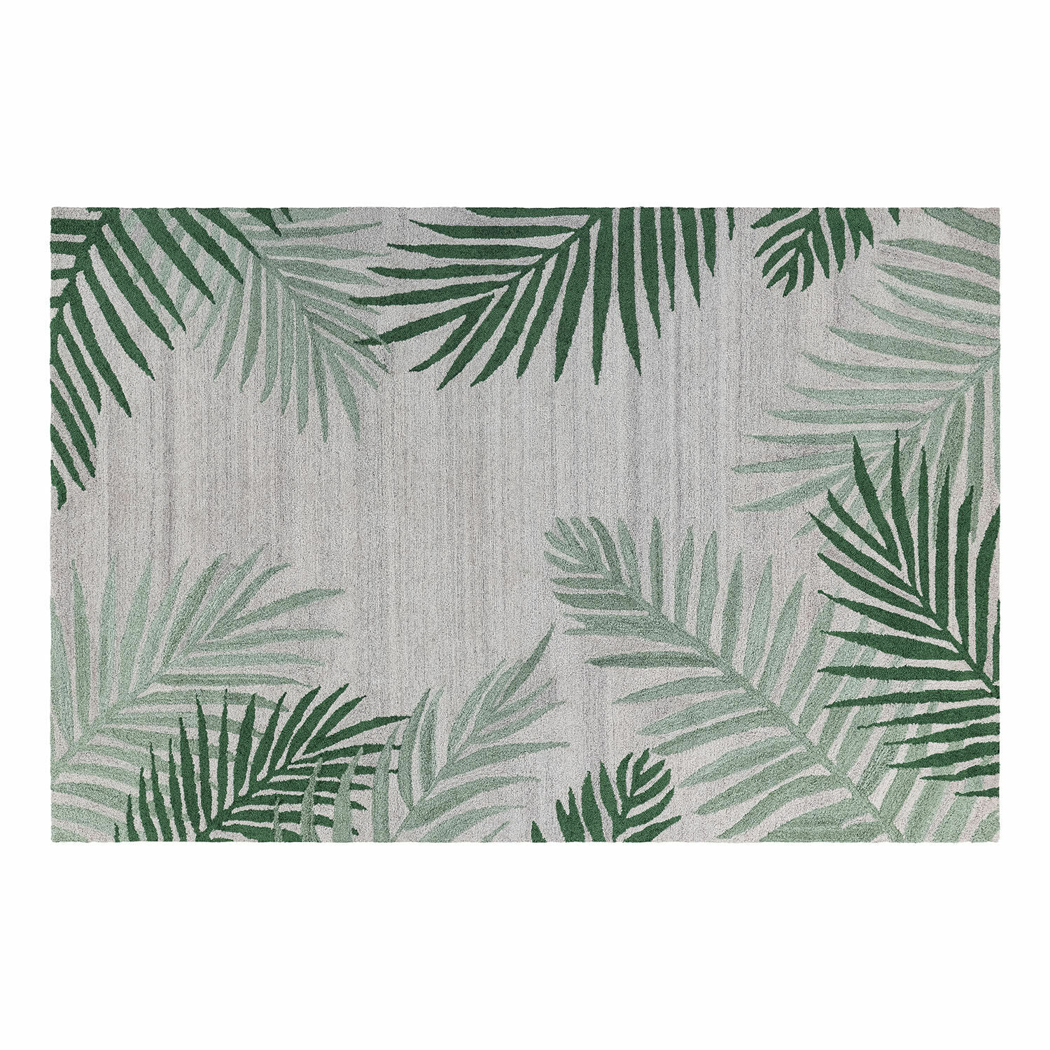 Tapis d'intérieur et d'extérieur Marly Tapis avec motif de feuilles vertes sur fond gris, matériau synthétique, décoration intérieure