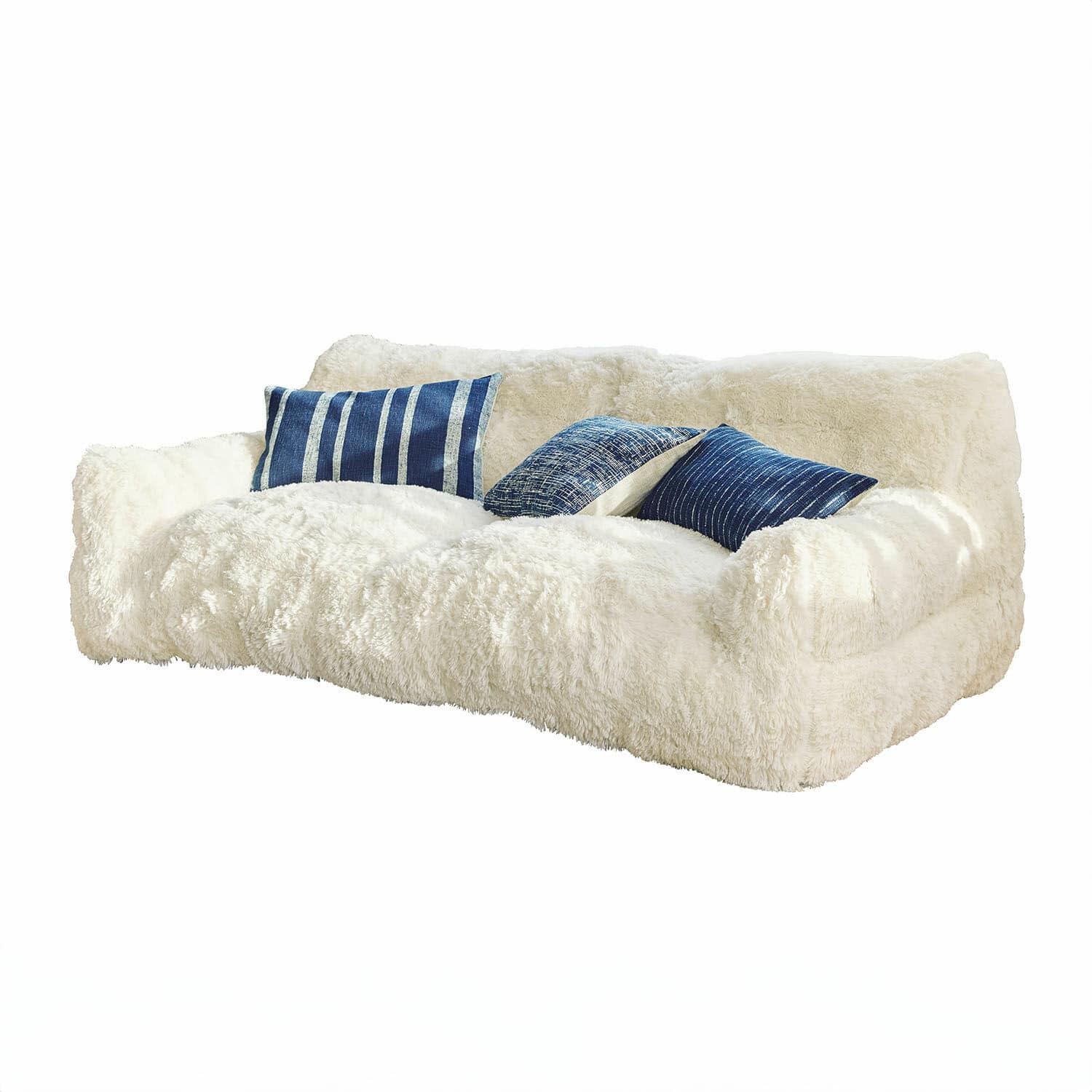 Canapé pour enfants Cerveteri Canapé blanc en peluche avec coussins bleus pour un salon confortable