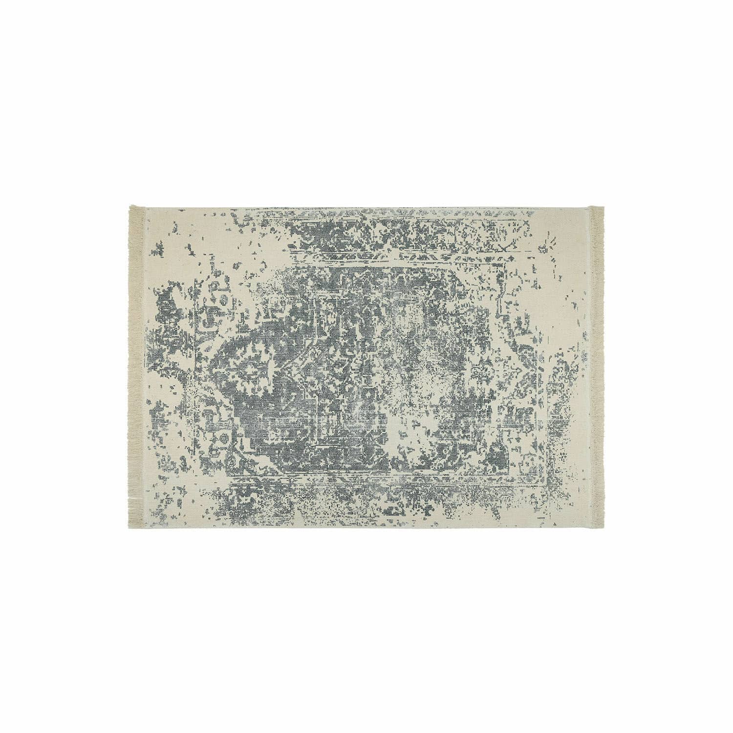 Tapis Lortet Tapis en coton crème et gris avec motif vintage subtil pour salon moderne