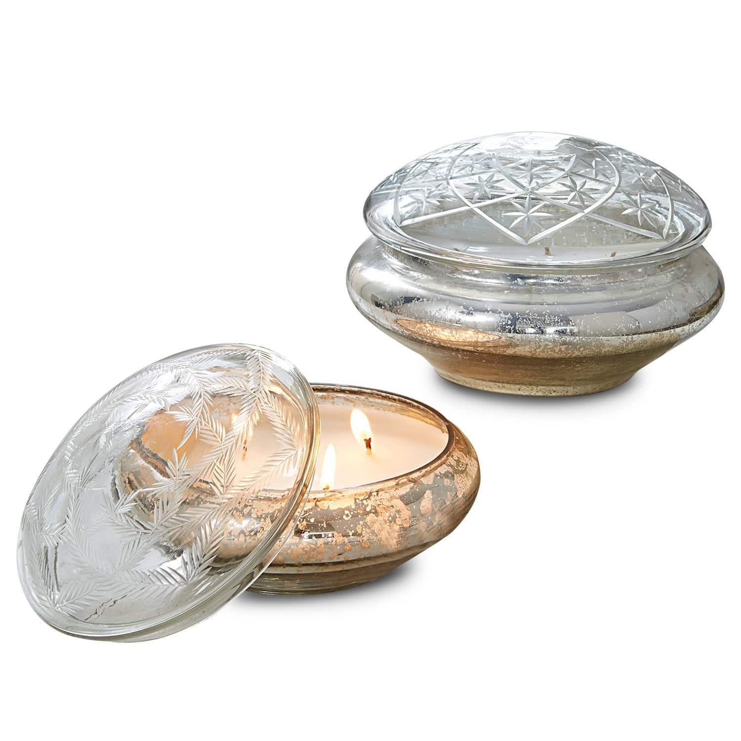 Lot de 2 photophores avec bougies Vérines