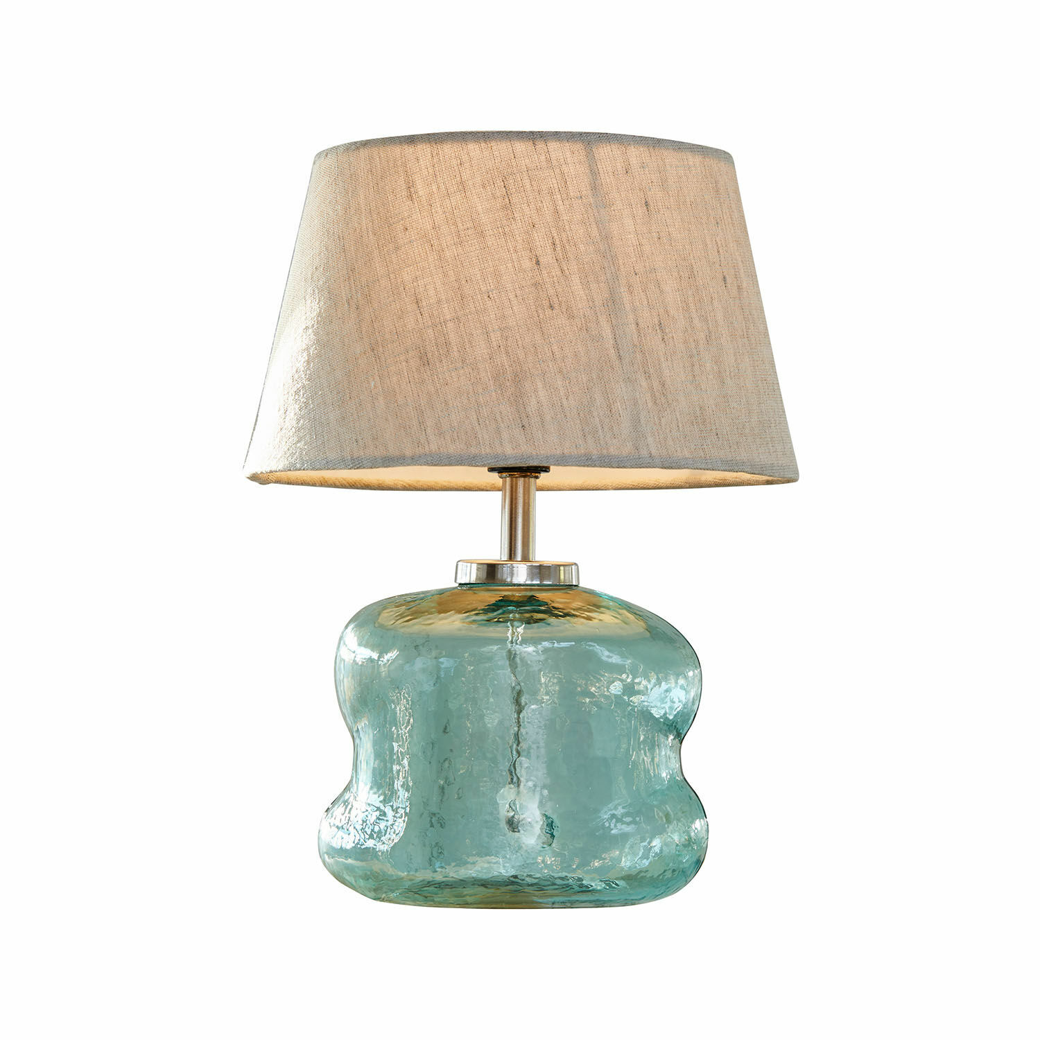 bleu/beige Lampe de table Rufino en verre bleu avec abat-jour beige, éclairage décoratif pour salon