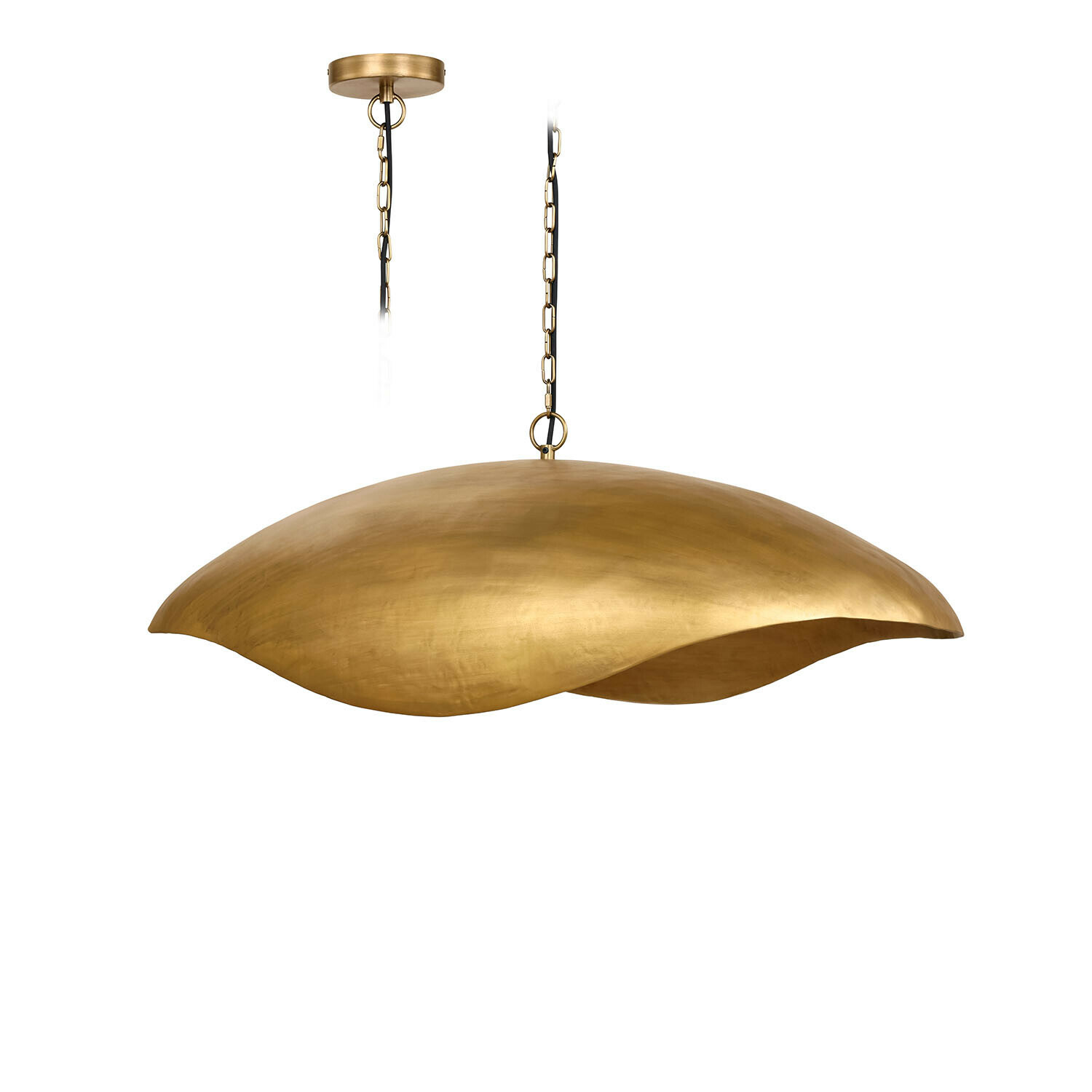 Suspension Horizon Serein Suspension dorée en métal avec forme organique, luminaire moderne pour salon ou salle à manger