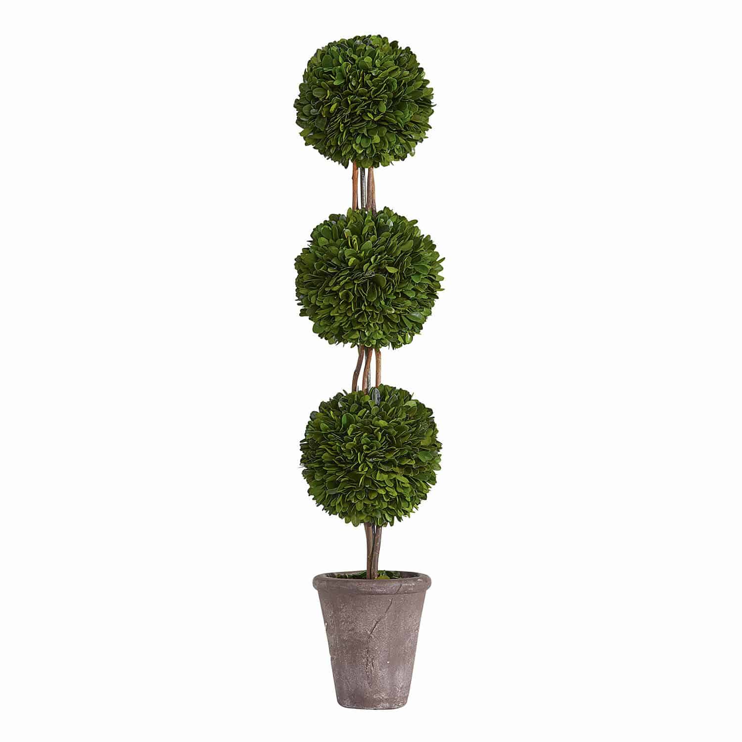 Arbre décoratif Beux Arbre artificiel en pot avec trois boules vertes feuillues, décoration d'intérieur ou jardin