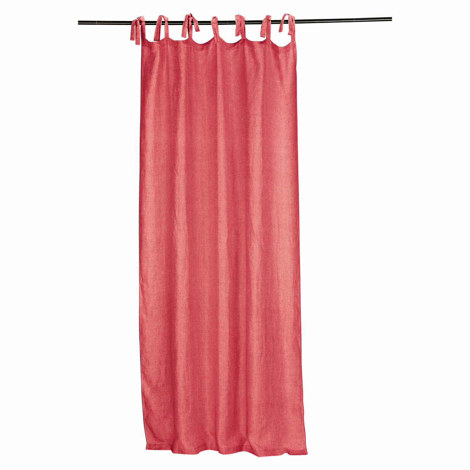 rouge Rideau Monthelie rouge en lin avec boucles nouées, décoration de fenêtre élégante pour salon