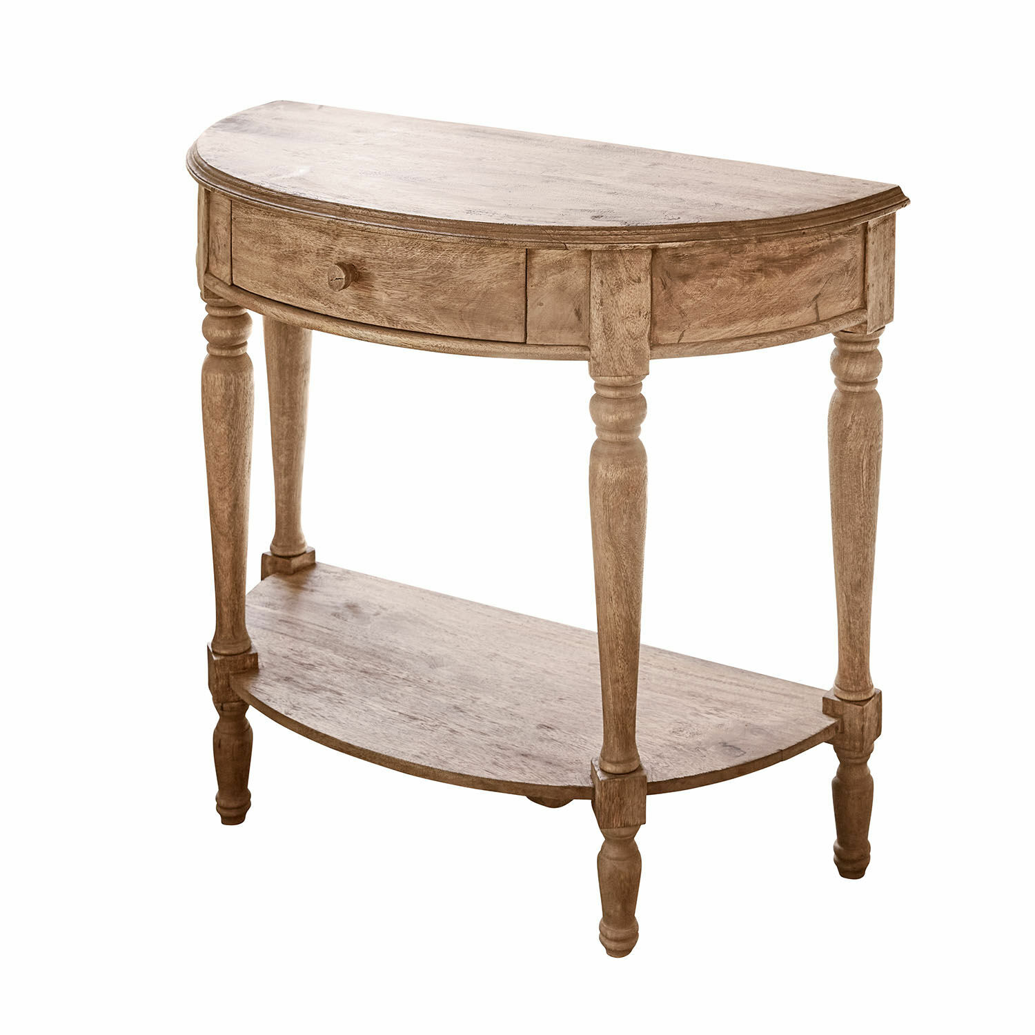 Console Daintique Console en bois naturel avec étagère inférieure et tiroir, meuble d'entrée élégant