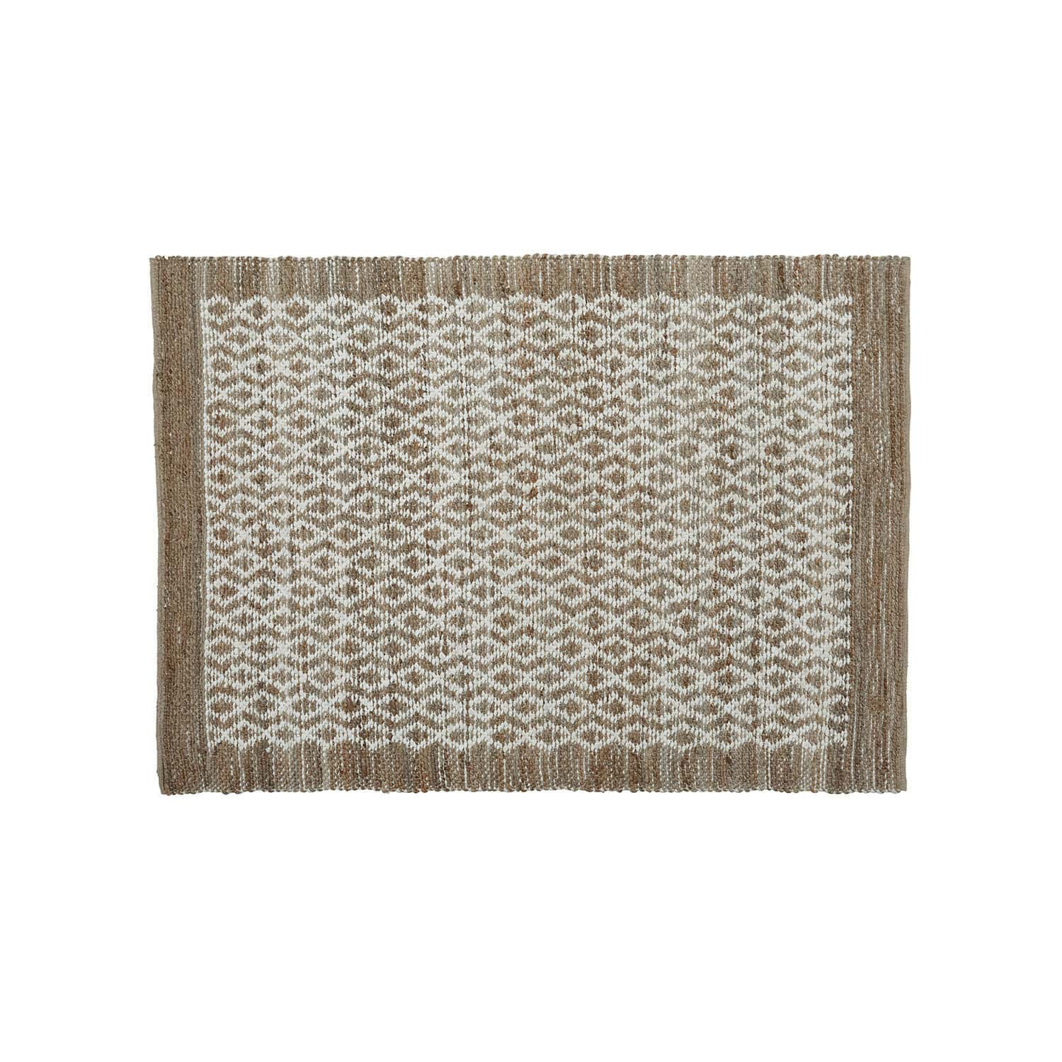 Tapis réversible Amhara Tapis en jute marron et blanc avec motif géométrique, matériau naturel, décoration de sol