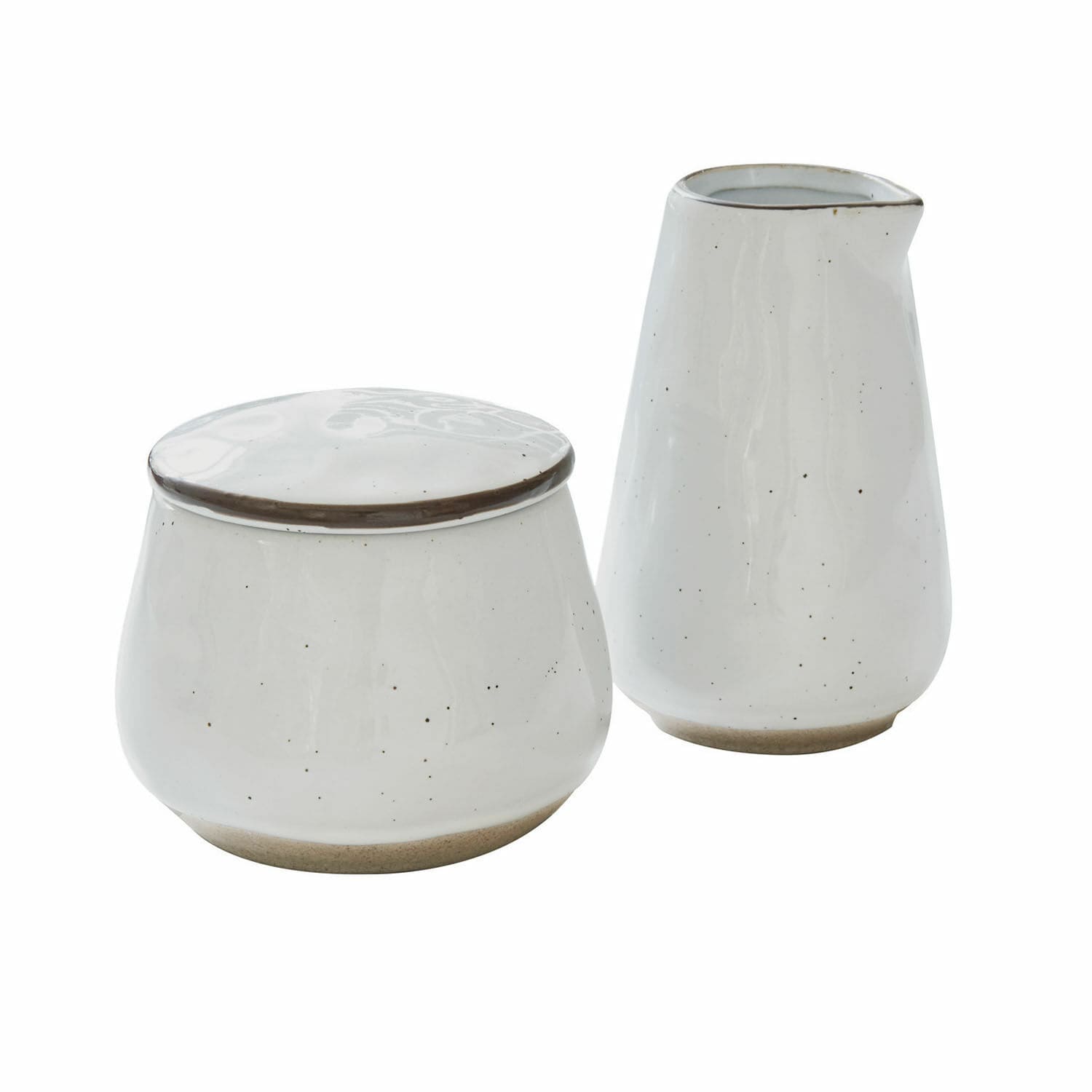 Sucrier et petit pot à lait Biarré Pichet et pot en céramique blanche avec finition naturelle pour la cuisine