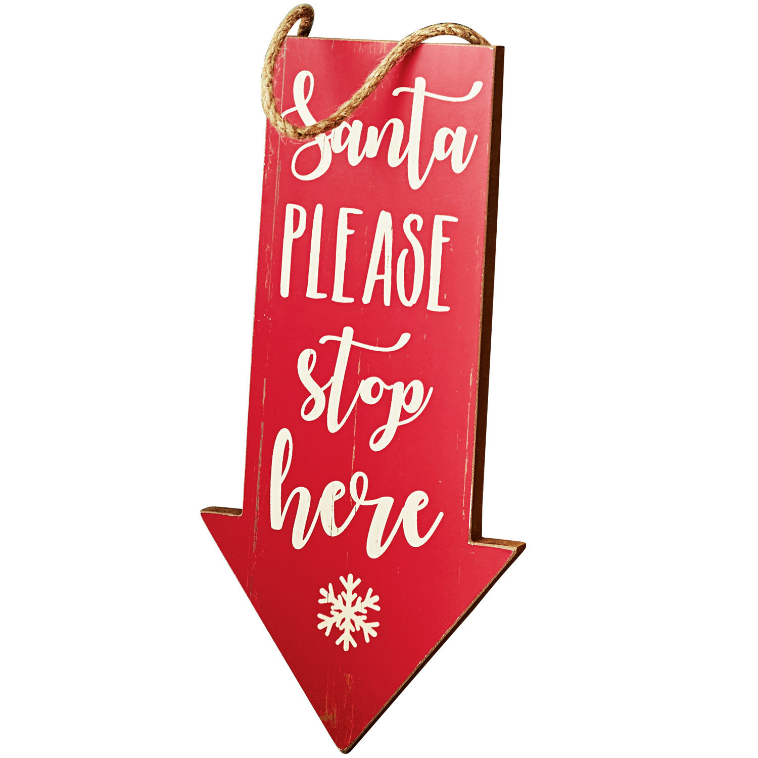 Panneau décoratif Saint Panneau en bois rouge en forme de flèche avec texte de Noël et corde pour suspendre