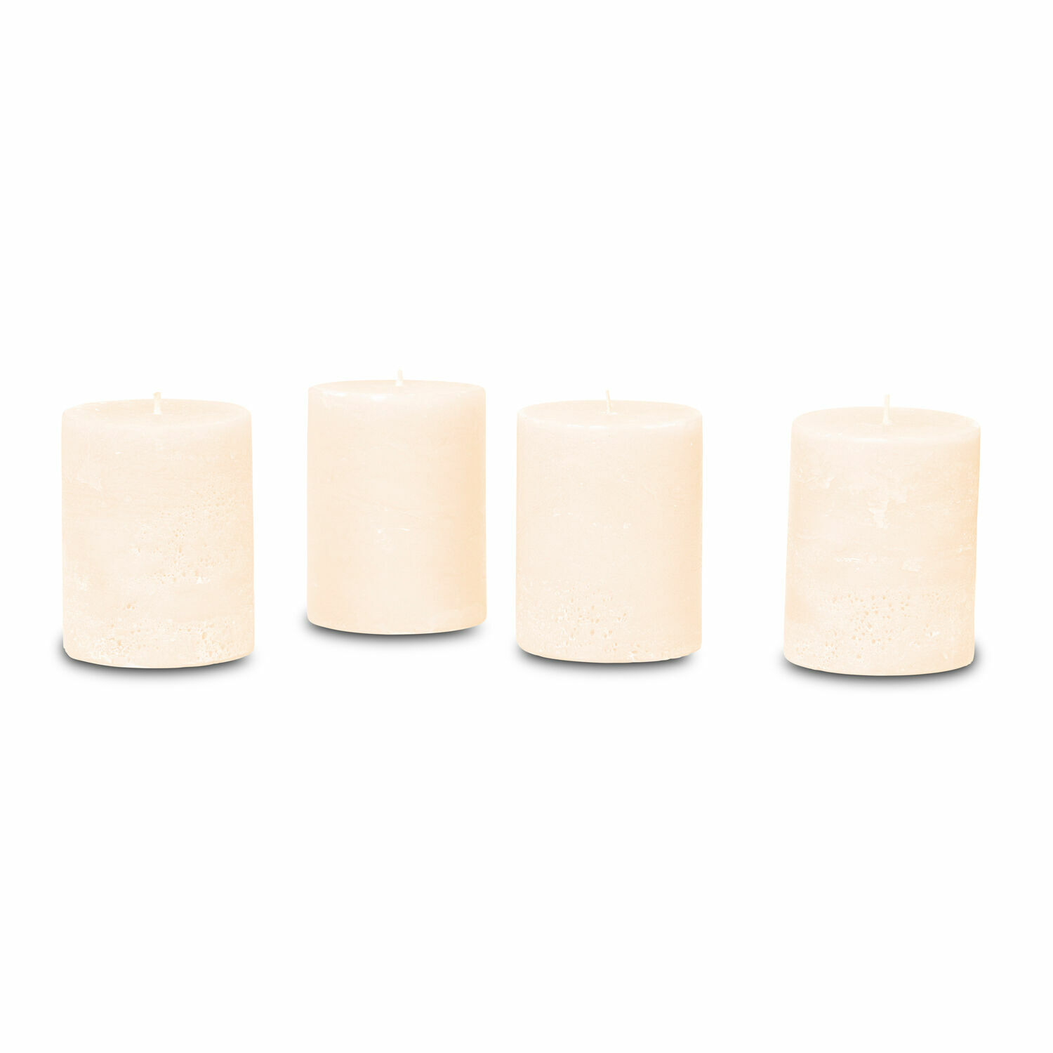Lot de 4 bougies Virrans Ensemble de quatre bougies cylindriques crème en cire naturelle pour décoration intérieure