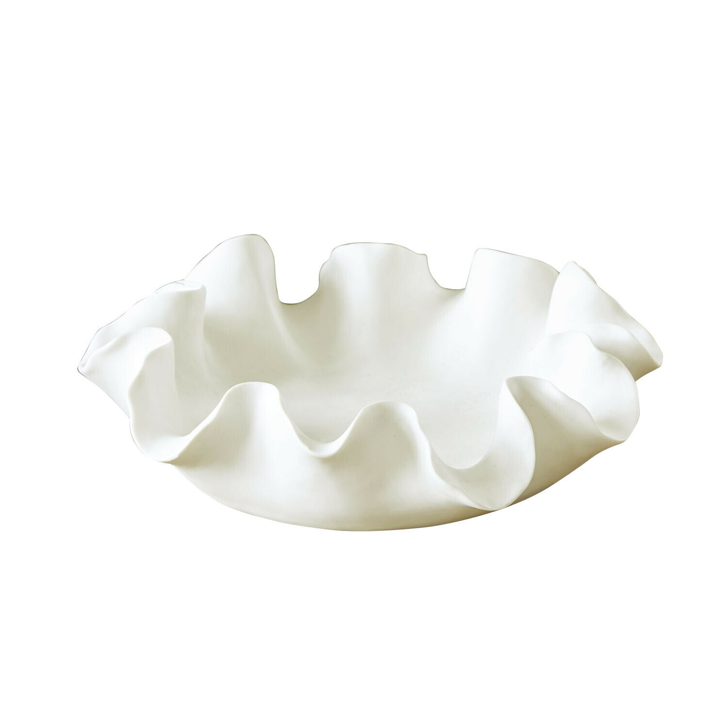 Coupe Lunettas Bol décoratif en céramique blanche avec bord ondulé, idéal pour salon ou salle à manger