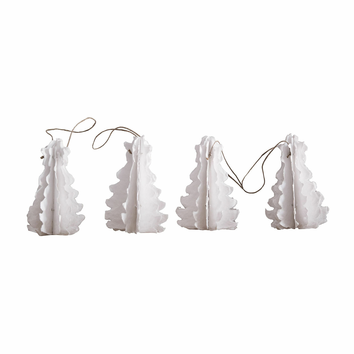 Ensemble de 4 suspensions blanches Amur en matériau avec corde, décoration de Noël intérieure