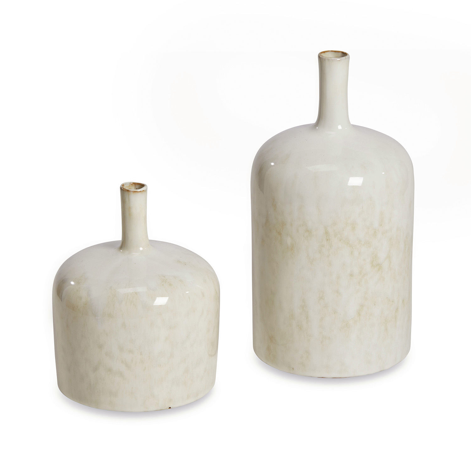 crème Ensemble de deux vases en céramique crème Kurys à finition mate pour décoration intérieure