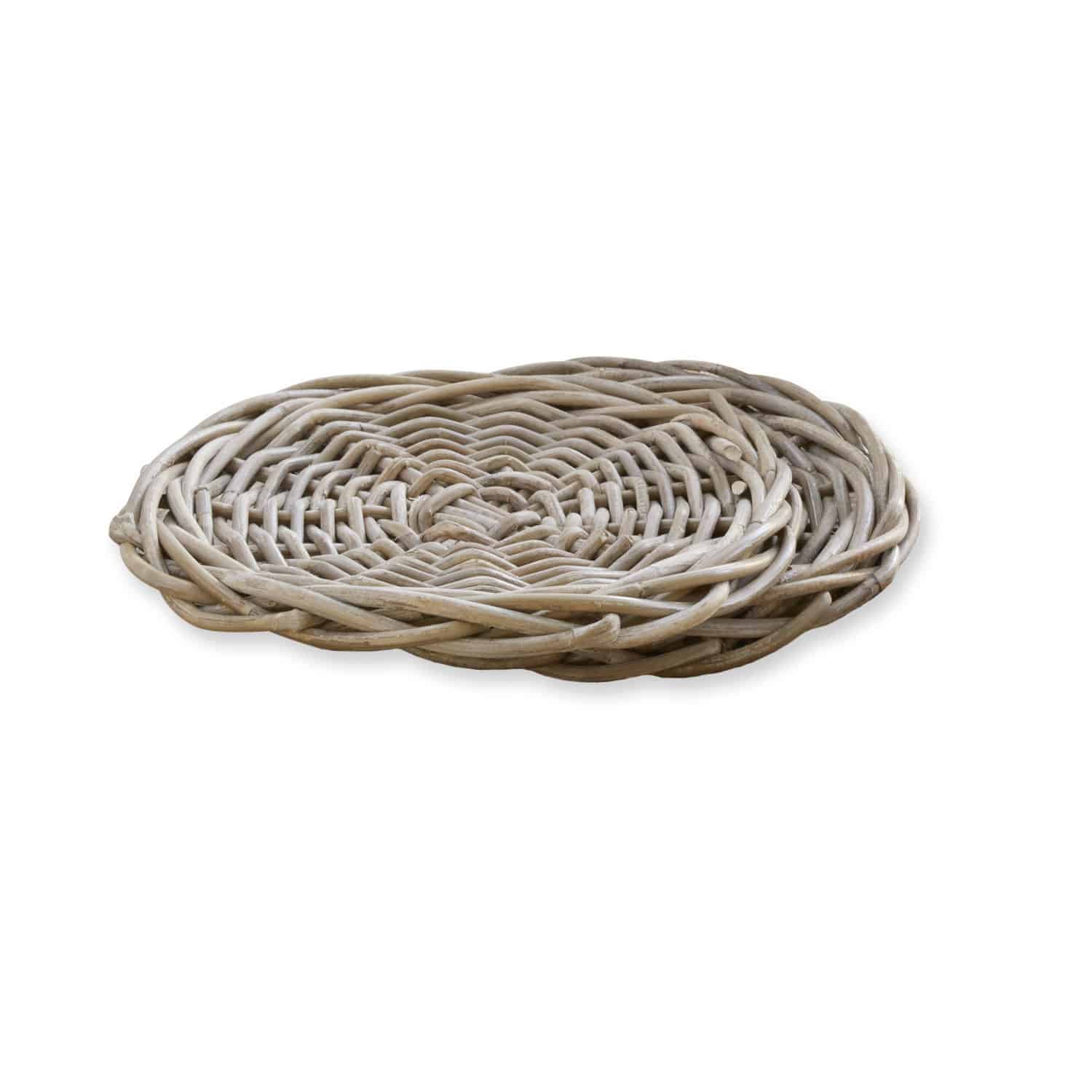 Lot de 2 plateaux de présentation en rotin Bland Panier rond en rotin naturel tressé pour rangement et décoration intérieure