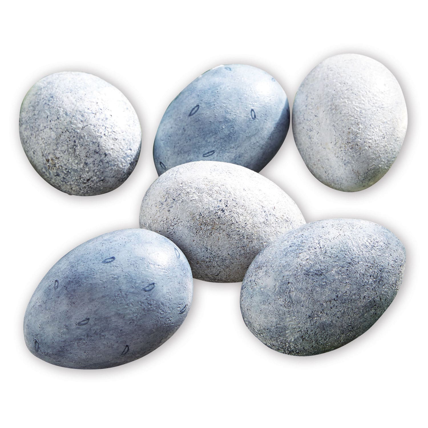 Ensemble de 6 œufs décoratifs en pierre bleu et blanc pour décoration de Pâques