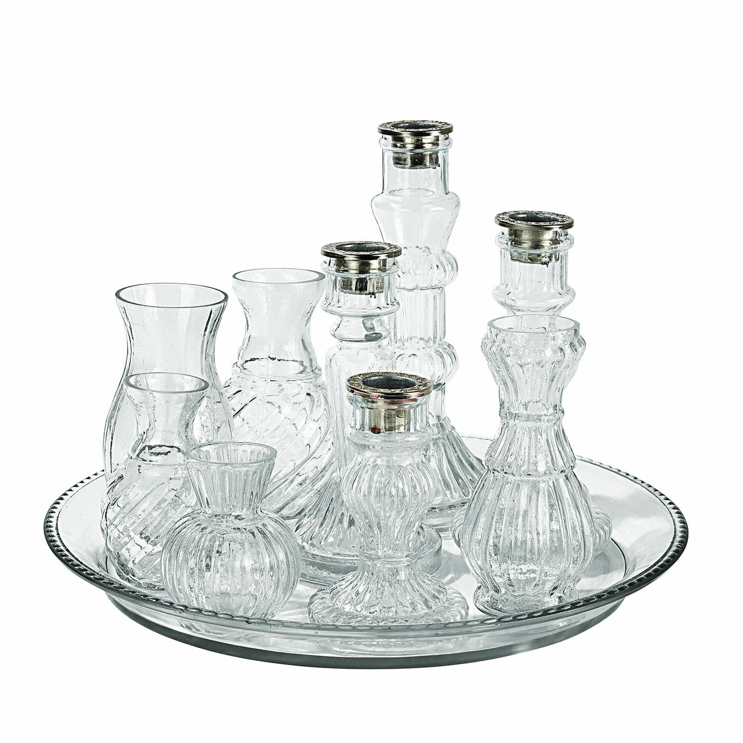 Plateau avec bougeoirs et vases Hilevor