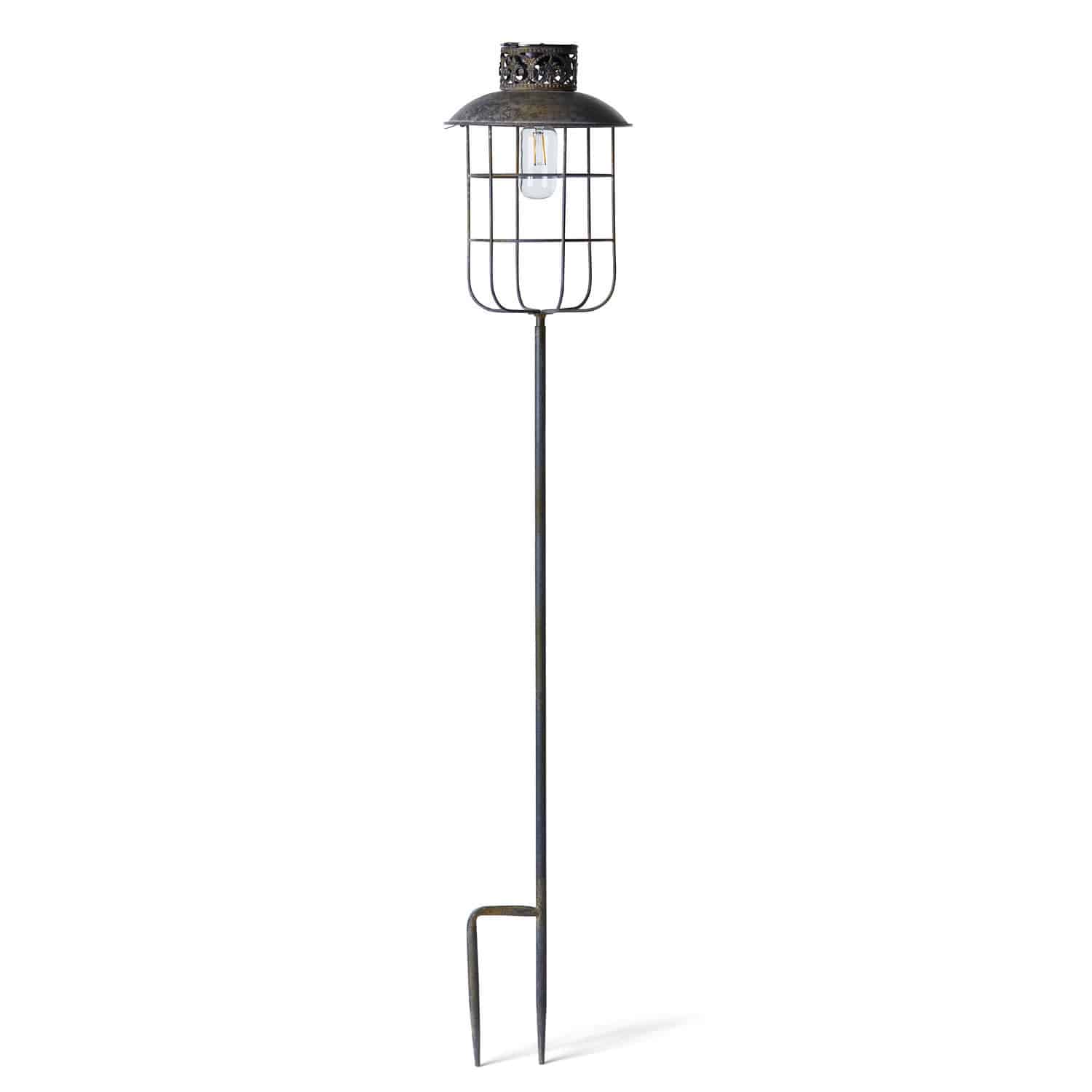 Lanterne solaire Nistos Lampe de jardin en métal noir avec abat-jour et piquet pour le sol, éclairage extérieur décoratif