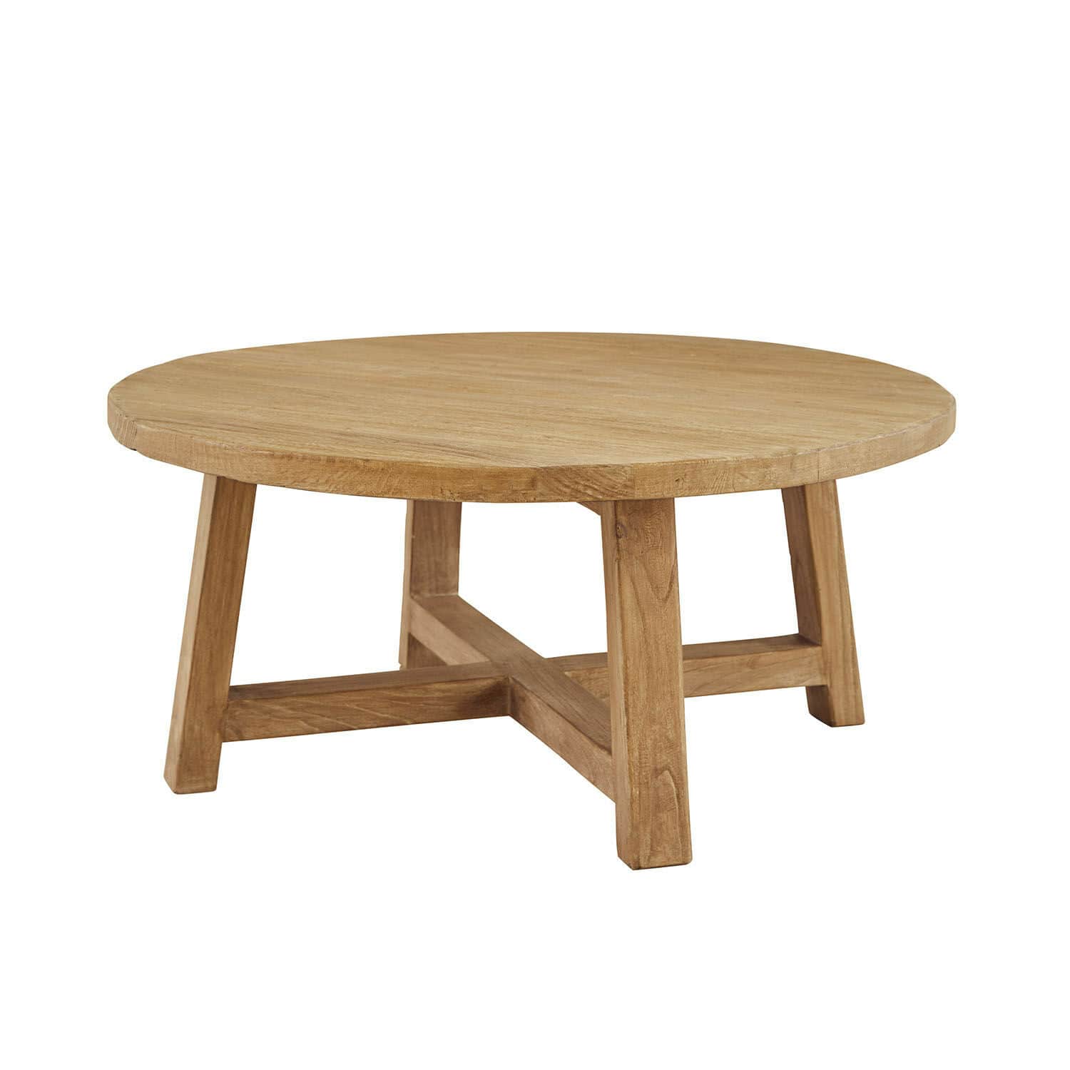 marron Table basse ronde Gorivel en bois brun naturel pour un salon chaleureux