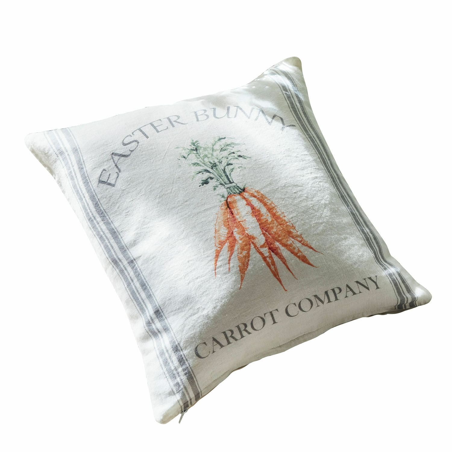 Housse de coussin Gimont Housse de coussin en lin blanc avec impression carotte et texte Easter Bunny, décoration de Pâques