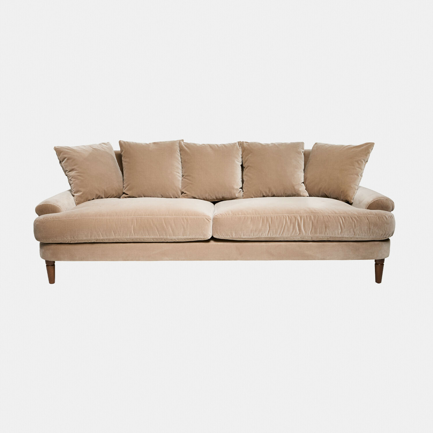 beige Canapé beige Rivermere en tissu doux avec coussins, confortable pour salon et détente