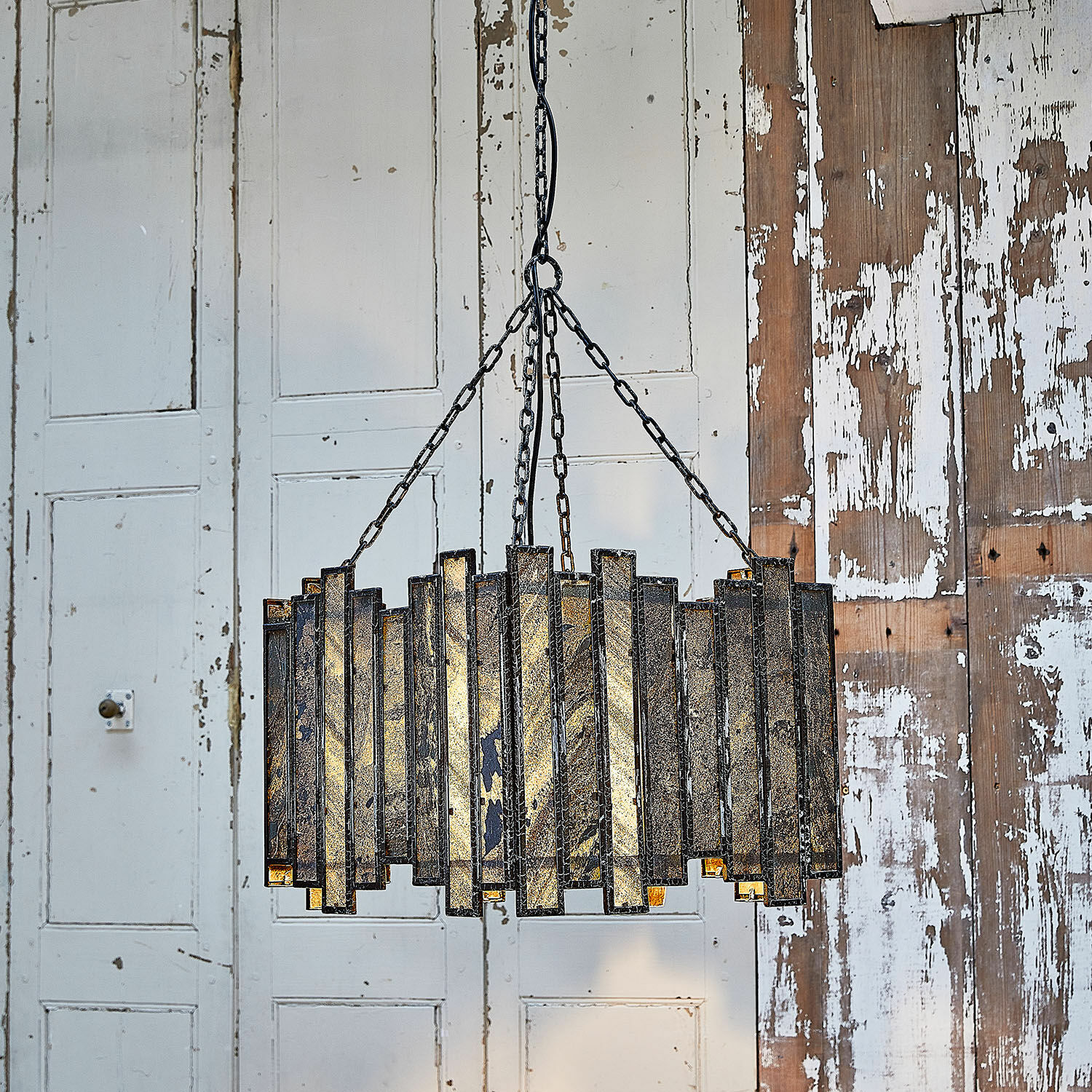 Lampe à suspendre Miraneth Suspension en métal et verre noir avec lumière chaude, design industriel pour intérieur moderne