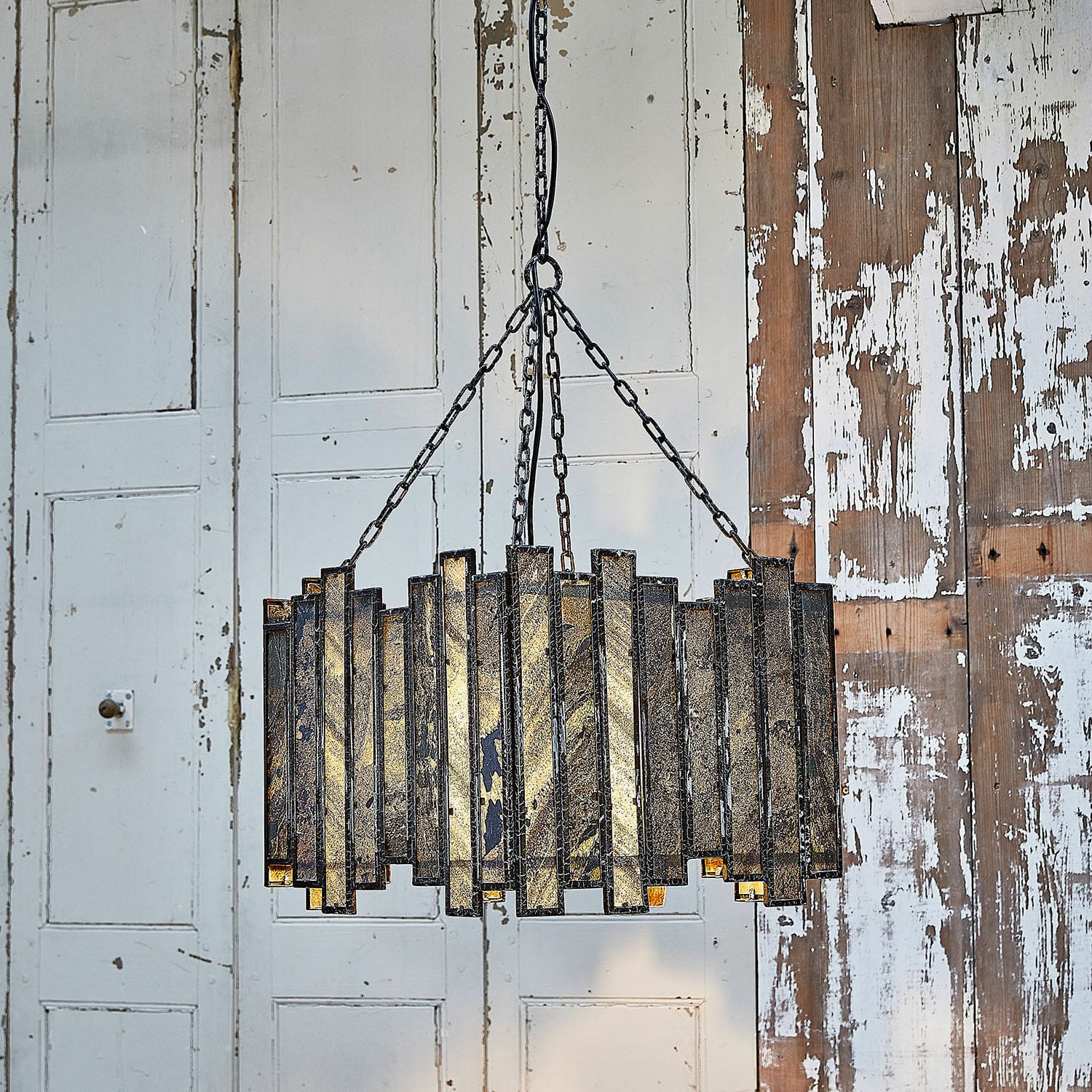 Lampe à suspendre Miraneth Suspension en métal et verre noir avec lumière chaude, design industriel pour intérieur moderne