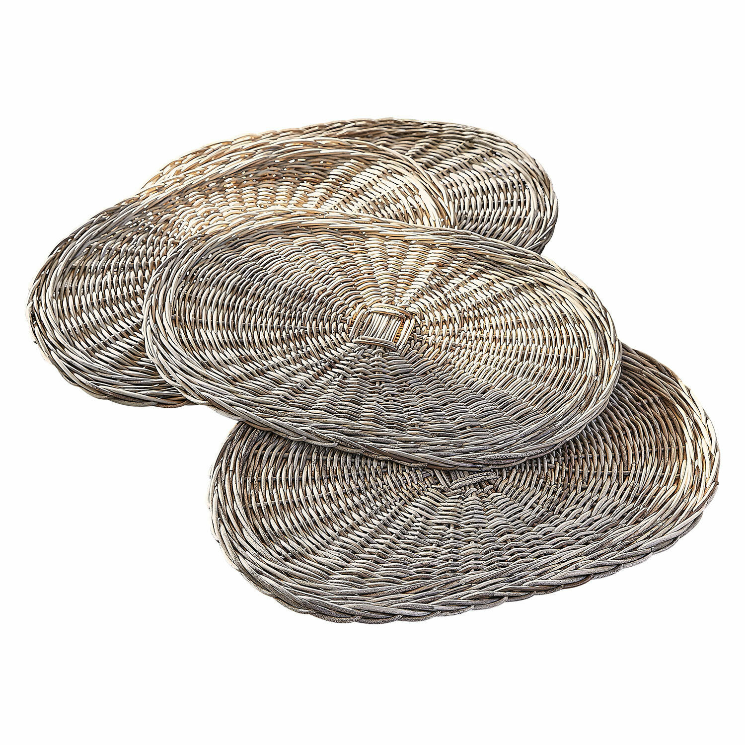 Lot de 4 sets de table Villoray Ensemble de quatre sets de table ovales en osier naturel pour décoration de table