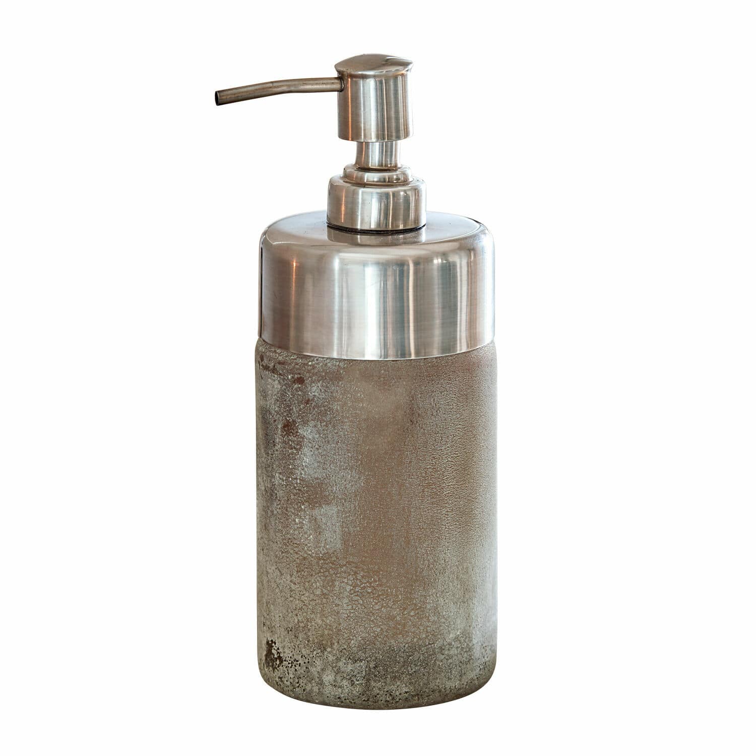 Distributeur de savon Celline Distributeur de savon en verre mat avec pompe en métal argenté pour salle de bain