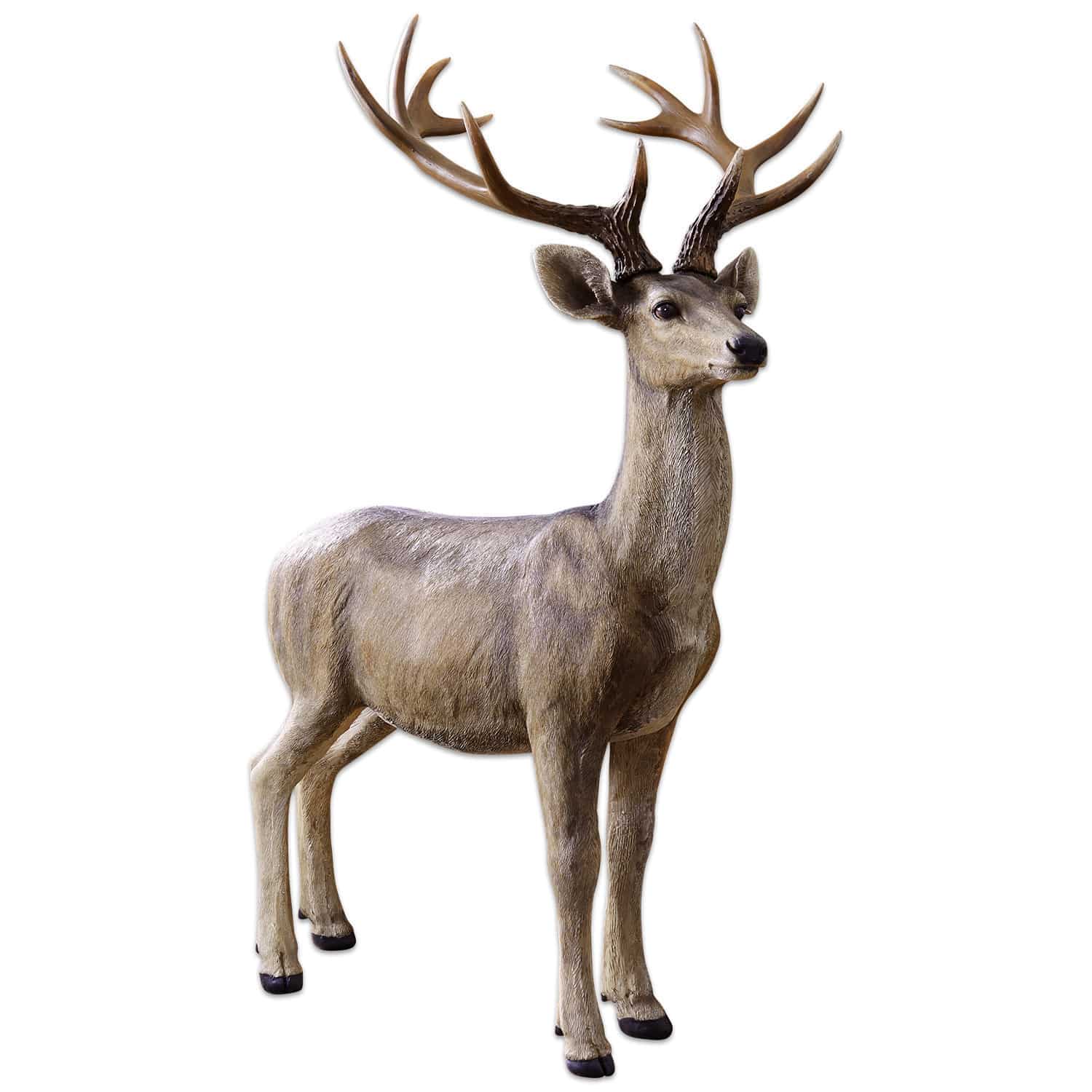 marron vieilli Statue décorative de cerf en bronze antique, design réaliste pour intérieur et jardin